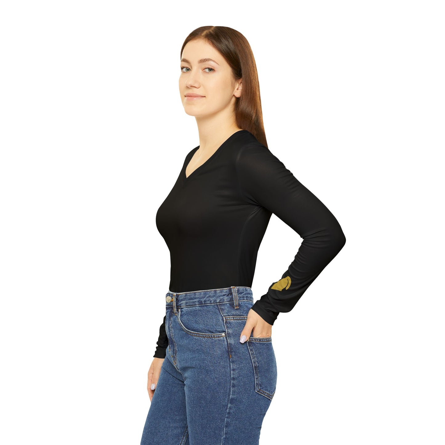 Knight Women's Long Sleeve V-Neck Shirt, Black