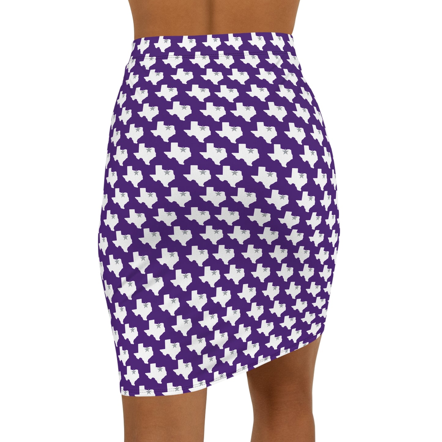 Fort Worth Purple Print Women's Mid-Waist Pencil Skirt