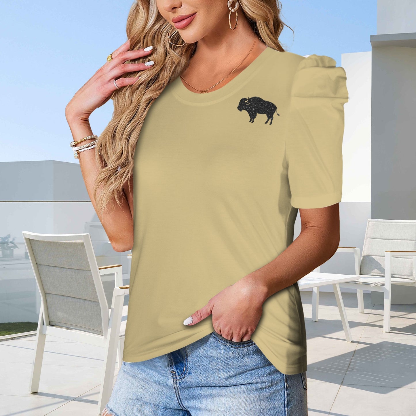 Glitter Buffalo Top, Gold