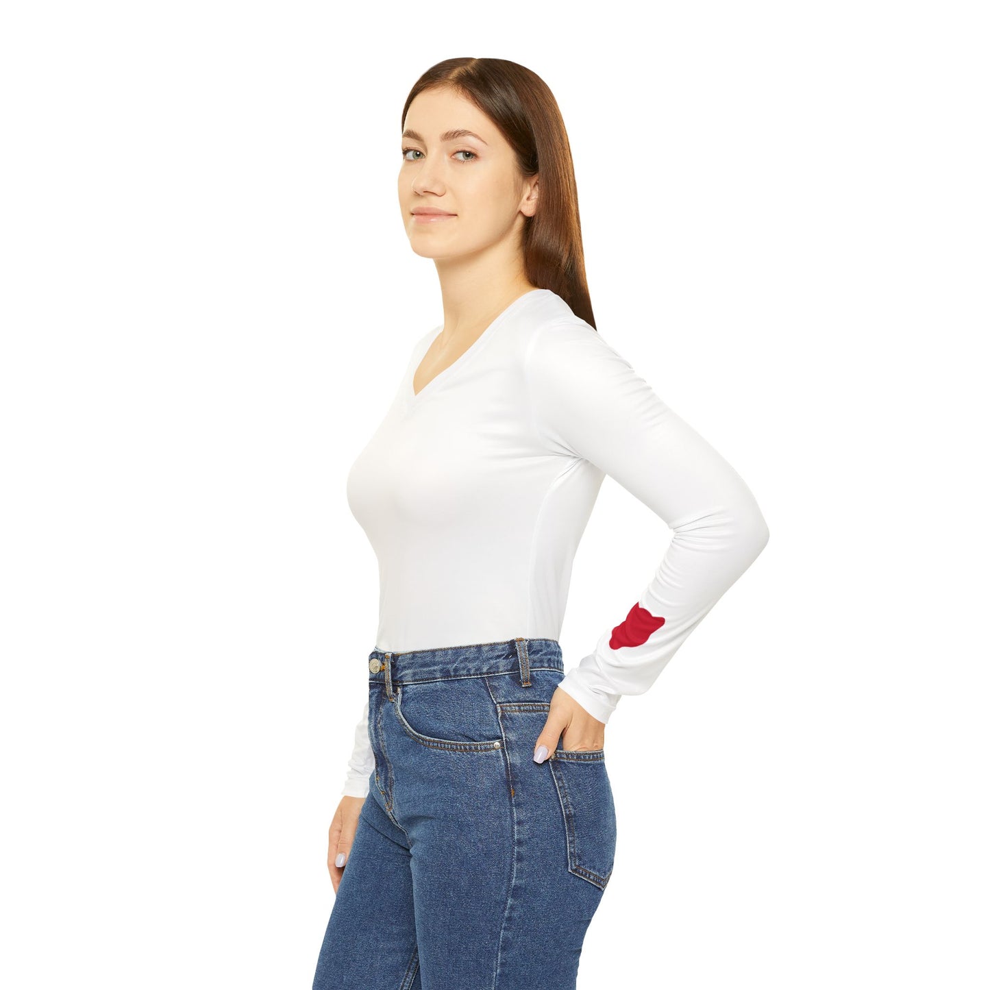 Cougar Women's Long Sleeve V-Neck Shirt, White