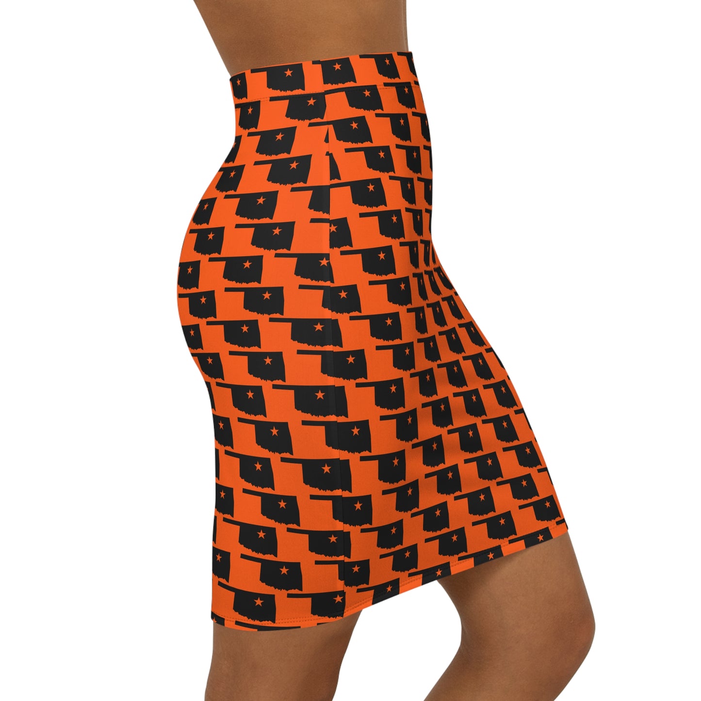 Stillwater Orange Mid-Waist Pencil Skirt