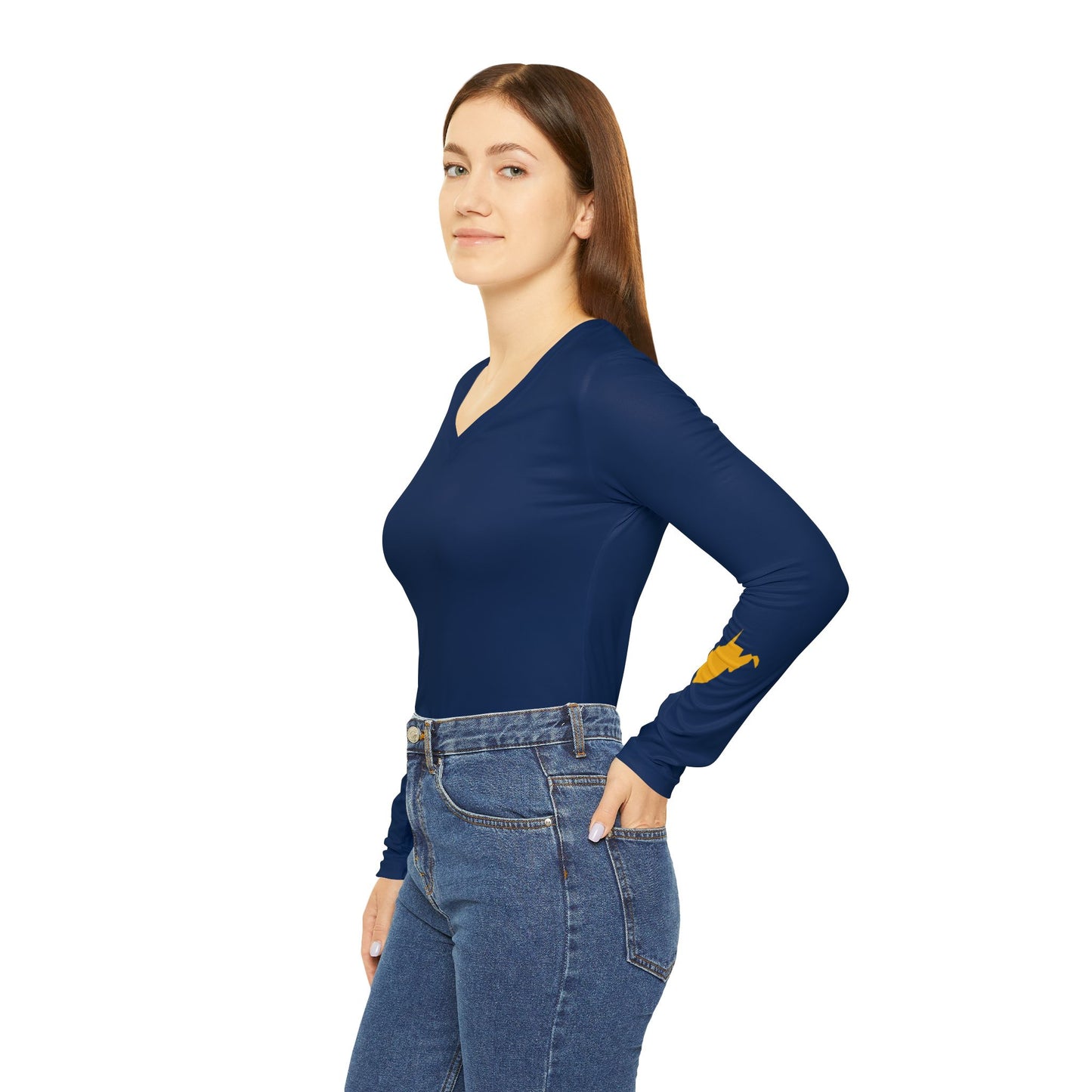 WV Women's Long Sleeve V-Neck Shirt, Blue