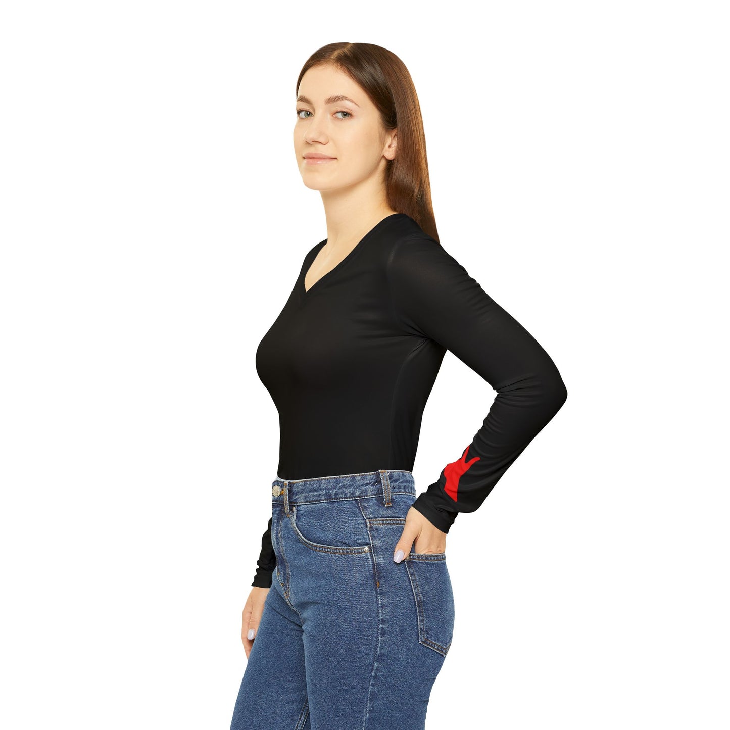 Guns Up Women's Long Sleeve V-Neck Shirt, Black