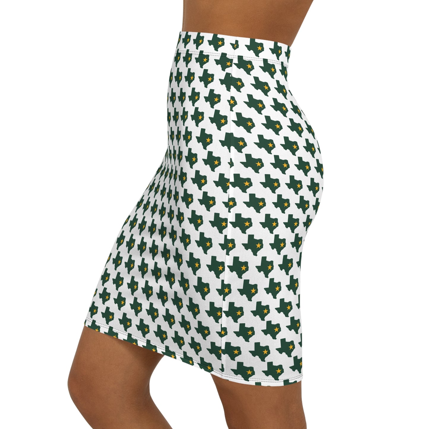 Waco White Print Women's Mid-Waist Pencil Skirt