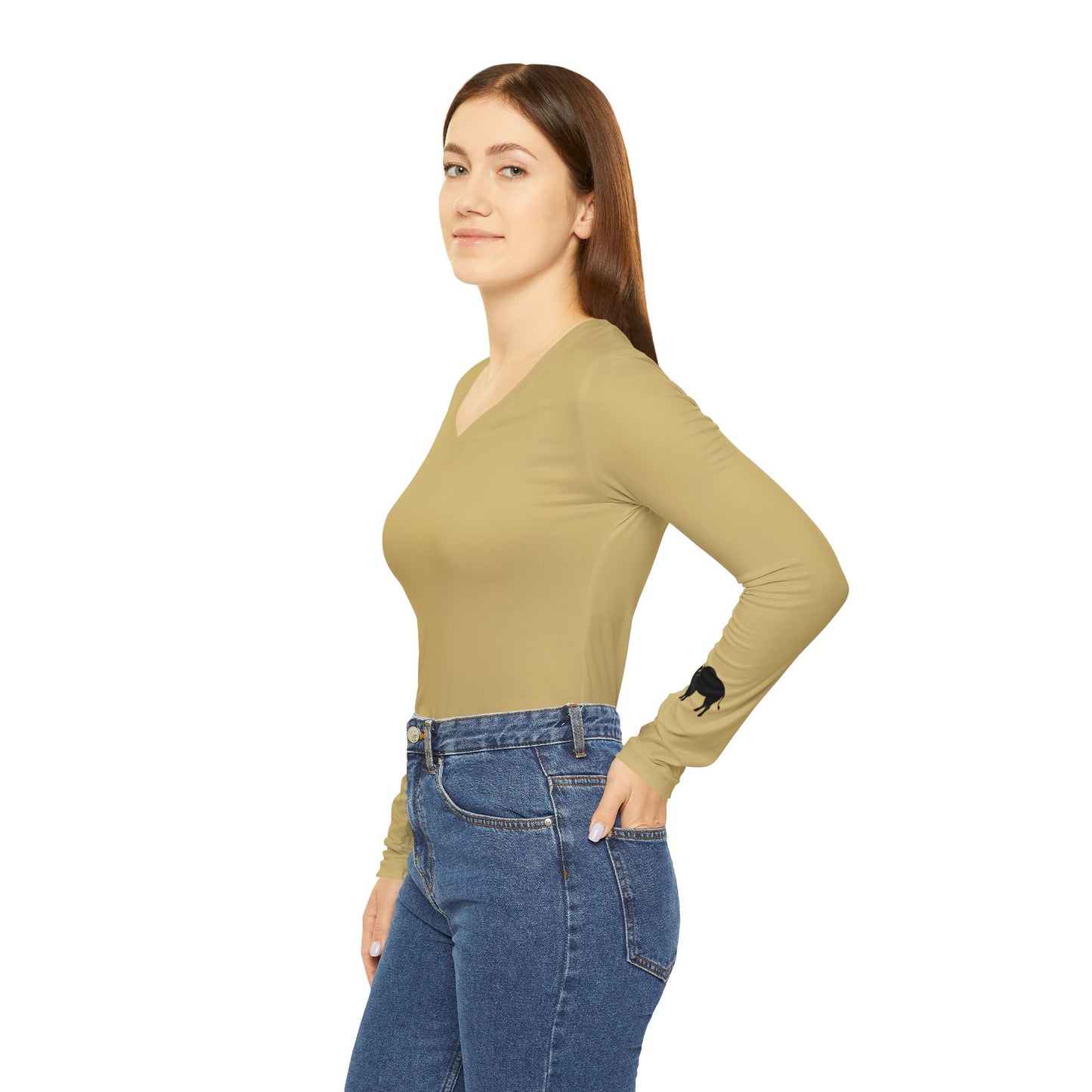 Buffalo Women's Long Sleeve V-Neck Shirt, Gold