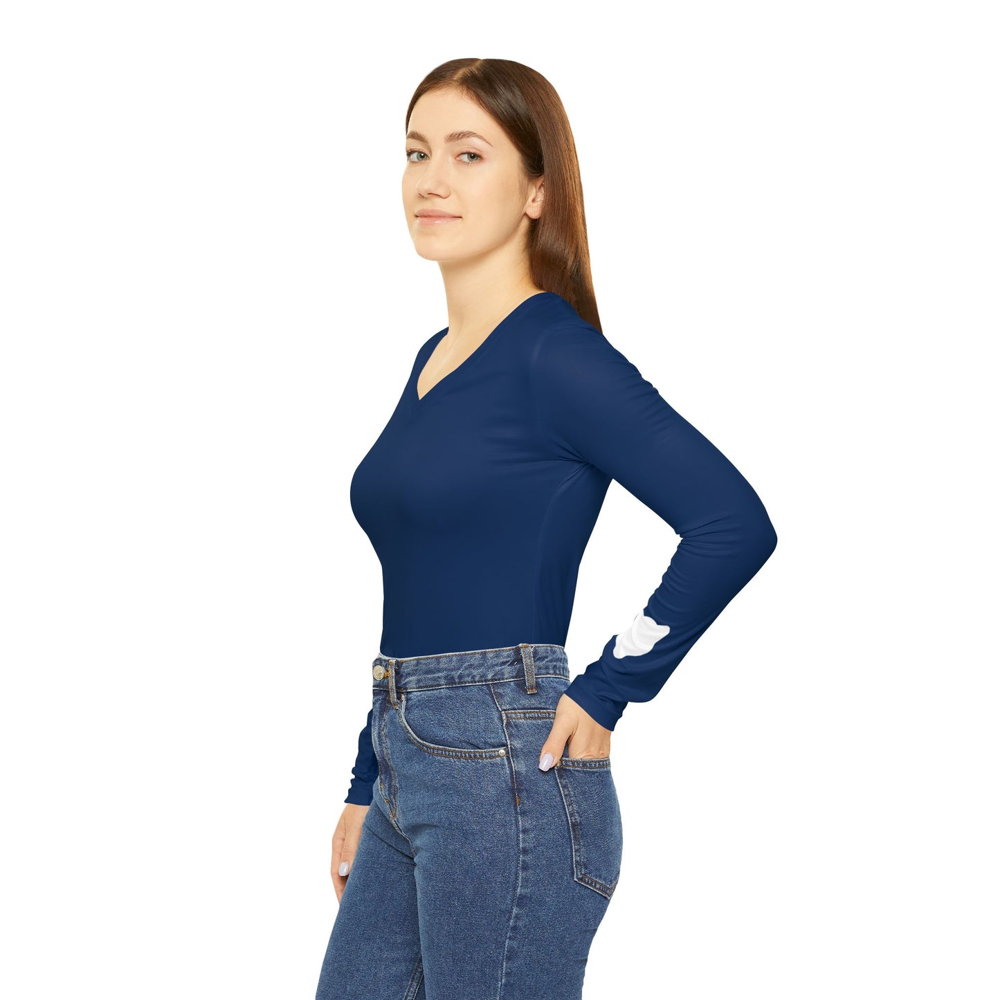 Cougar Women's Long Sleeve V-Neck Shirt, Blue