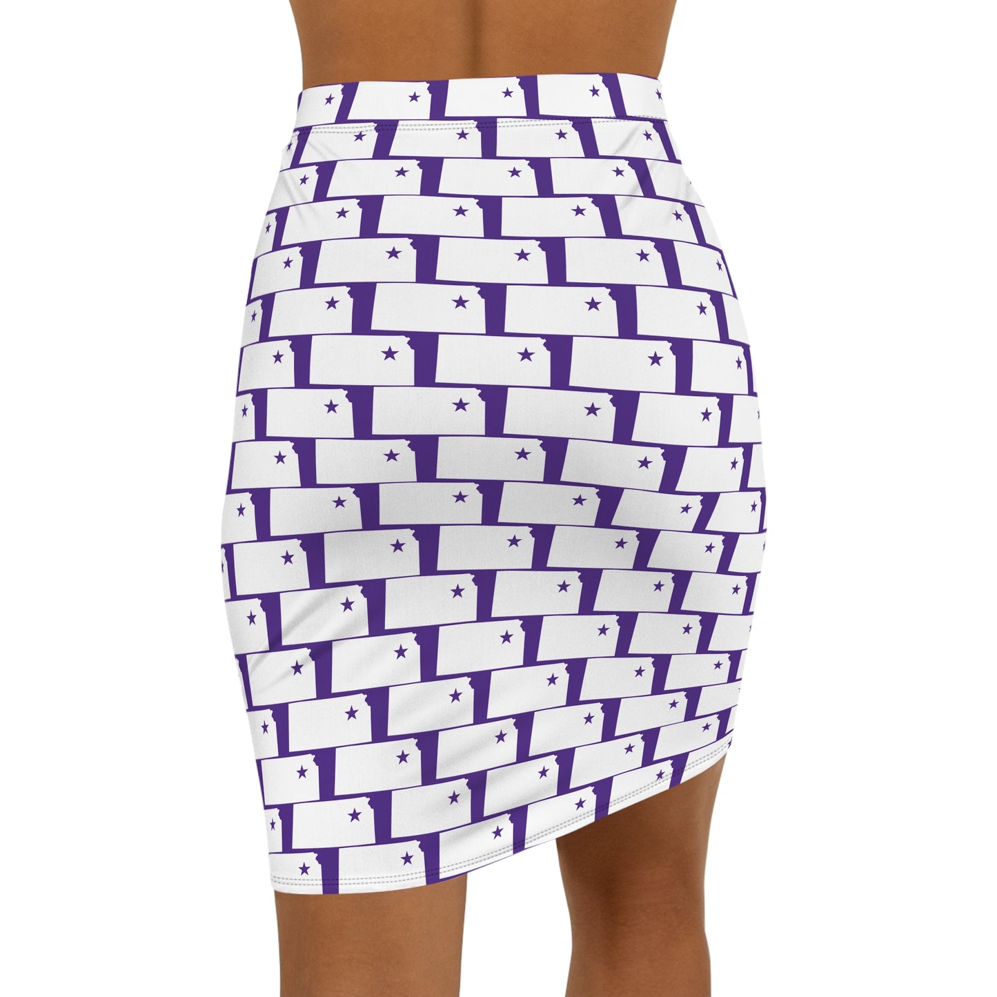 Manhattan Purple Print, Women's Mid-Waist Pencil Skirt with Star Pattern, Stylish Office Wear, Party Outfit, Versatile Fashion Piece, Date Night Essential