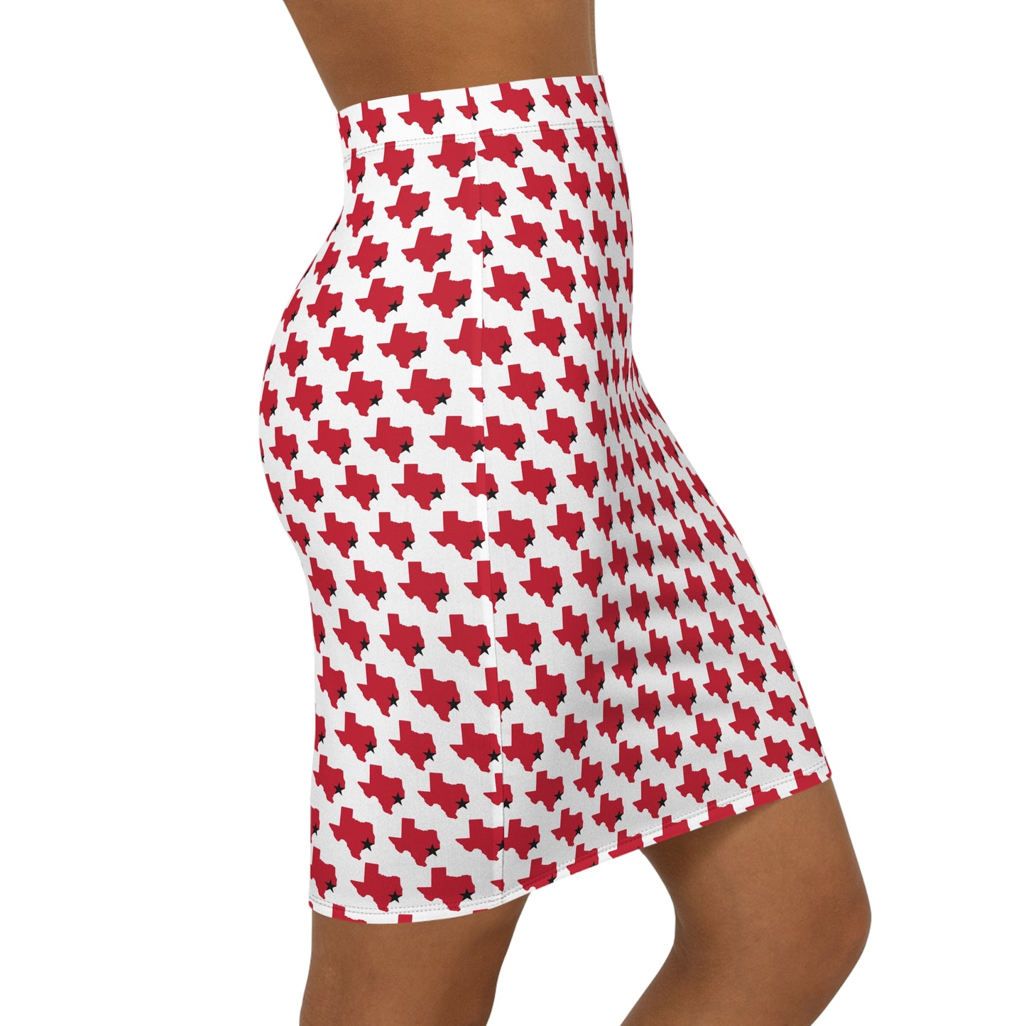 Houston White Print, Stylish Women's AOP Pencil Skirt - Versatile Fashion for Work and Play, Chic and Fun, Perfect for Parties, Casual Outfits, & Everyday Wear