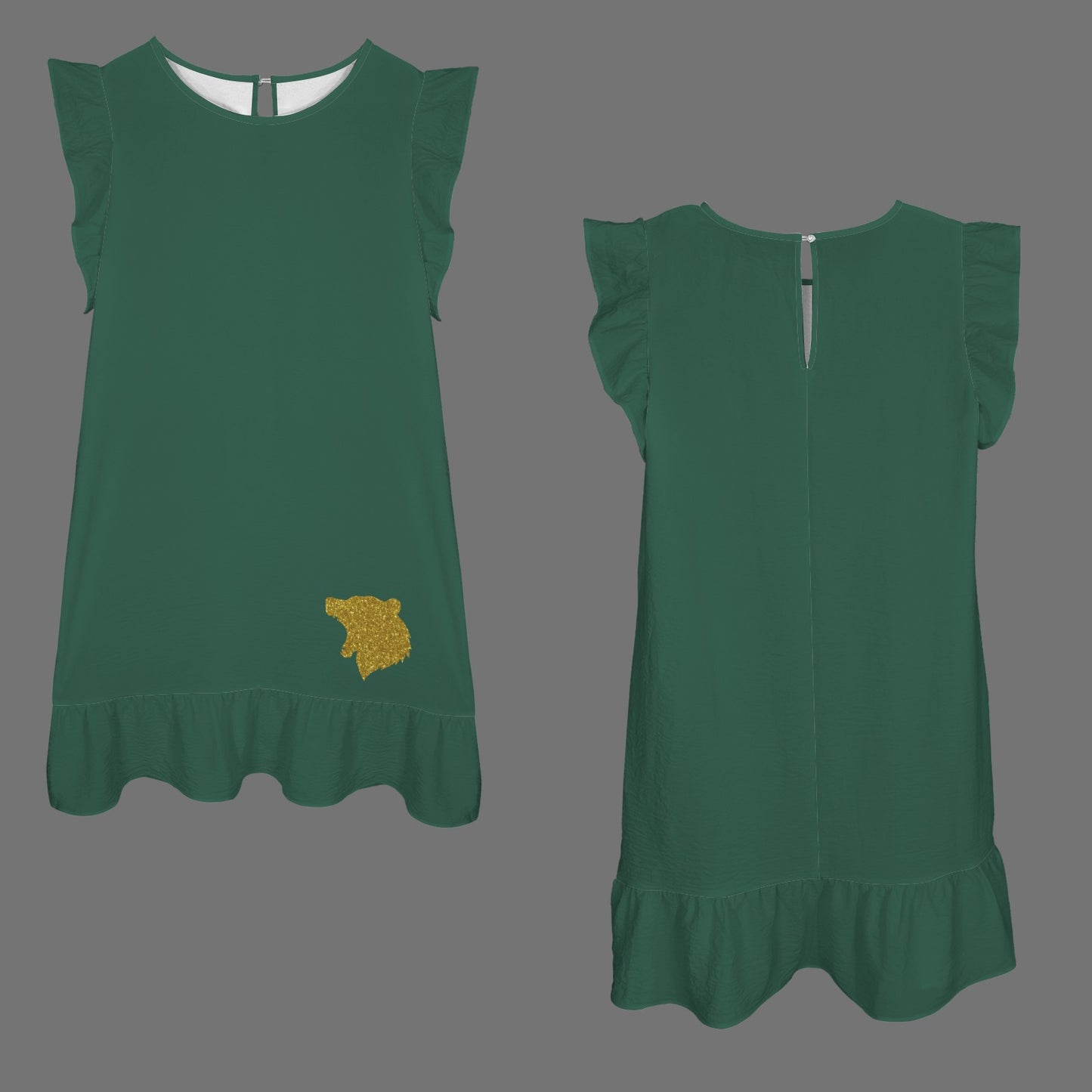 Flowy Waco Glitter Bear Dress, Green