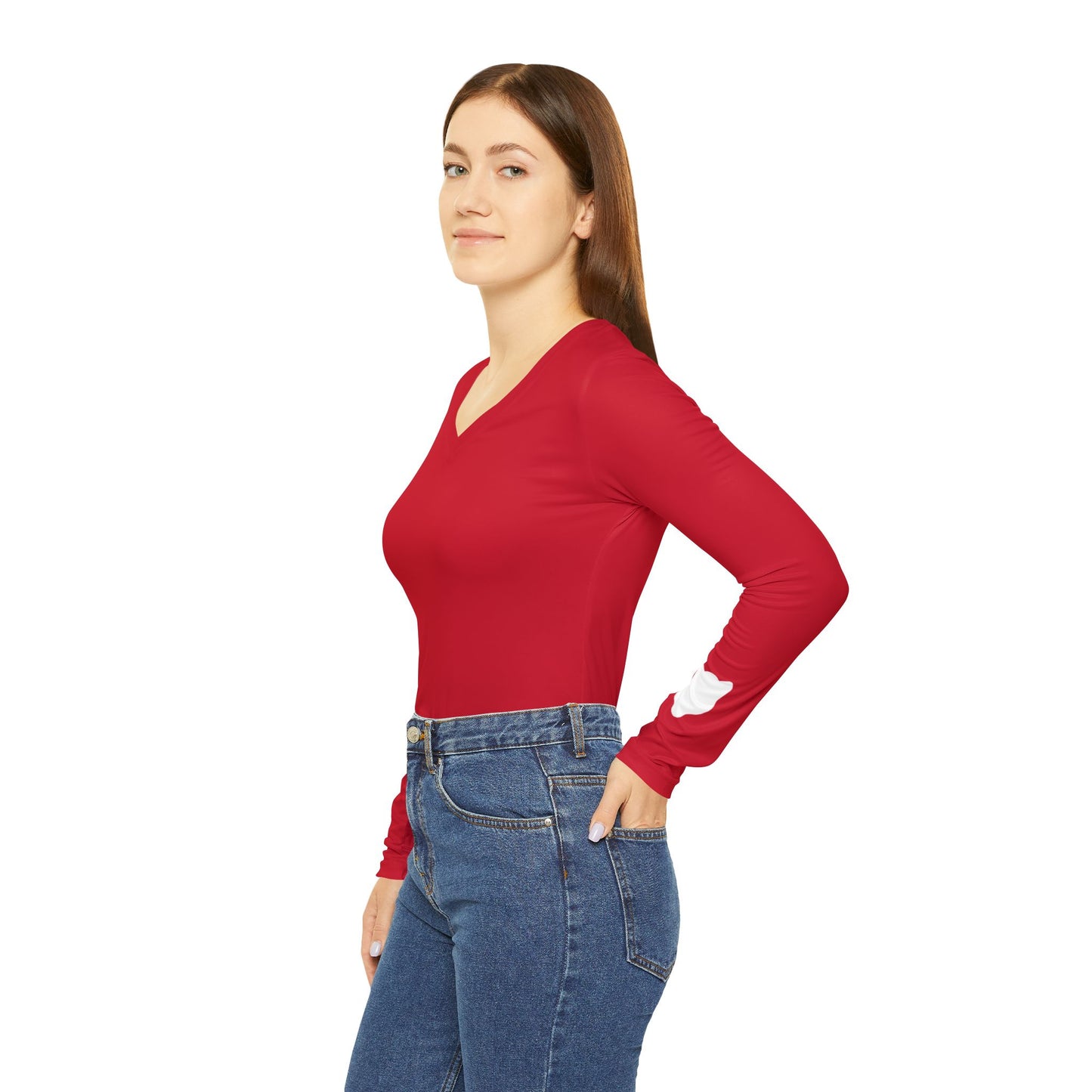 Cougar Women's Long Sleeve V-Neck Shirt, Red