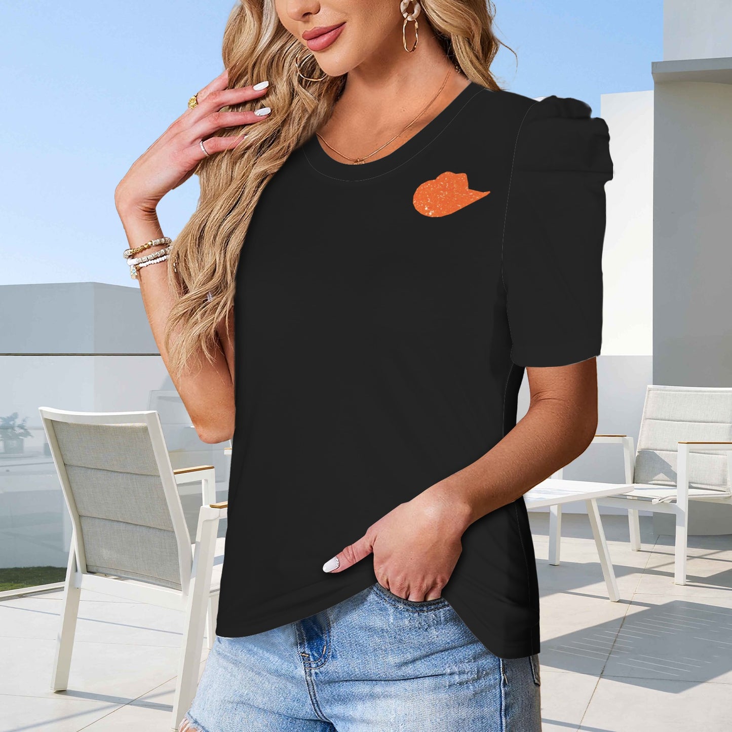 Glitter Cowgirl Top, Black