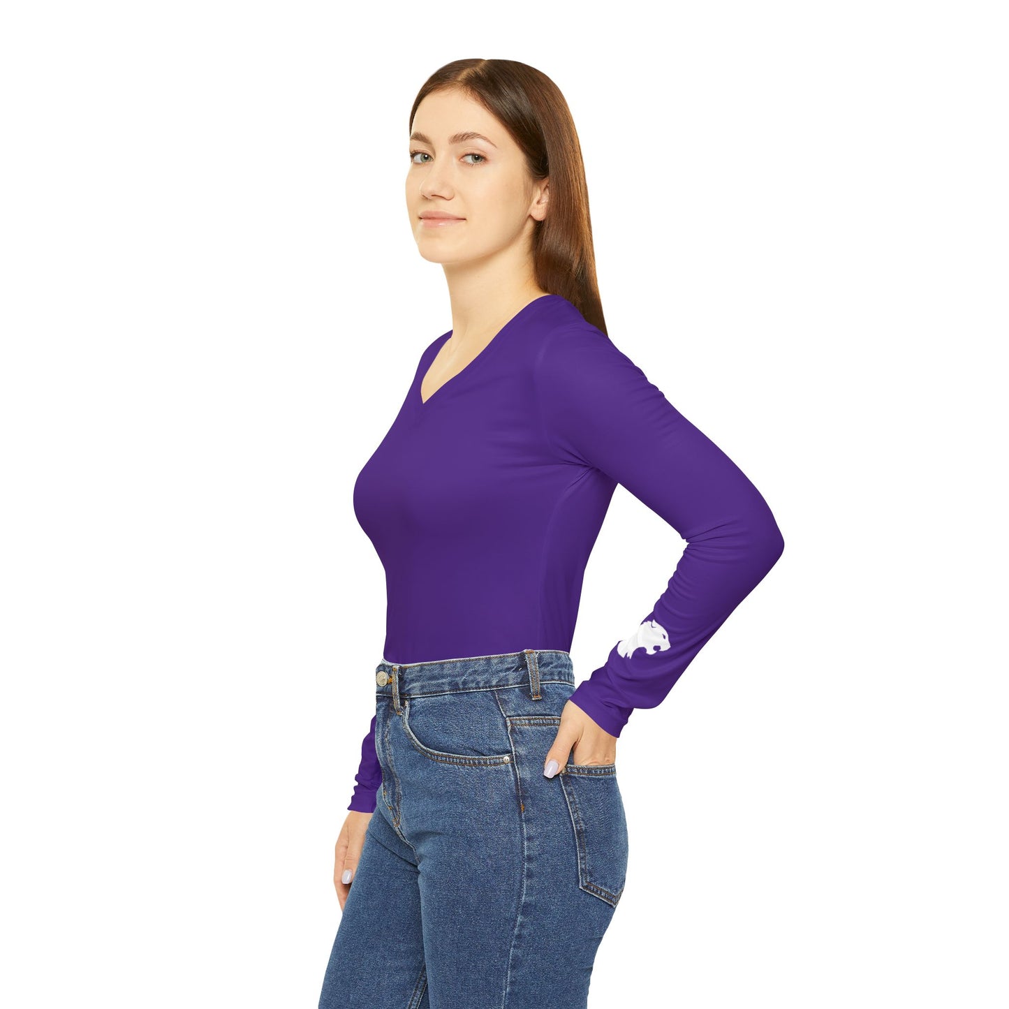 Wildcat Women's Long Sleeve V-Neck Shirt, Purple