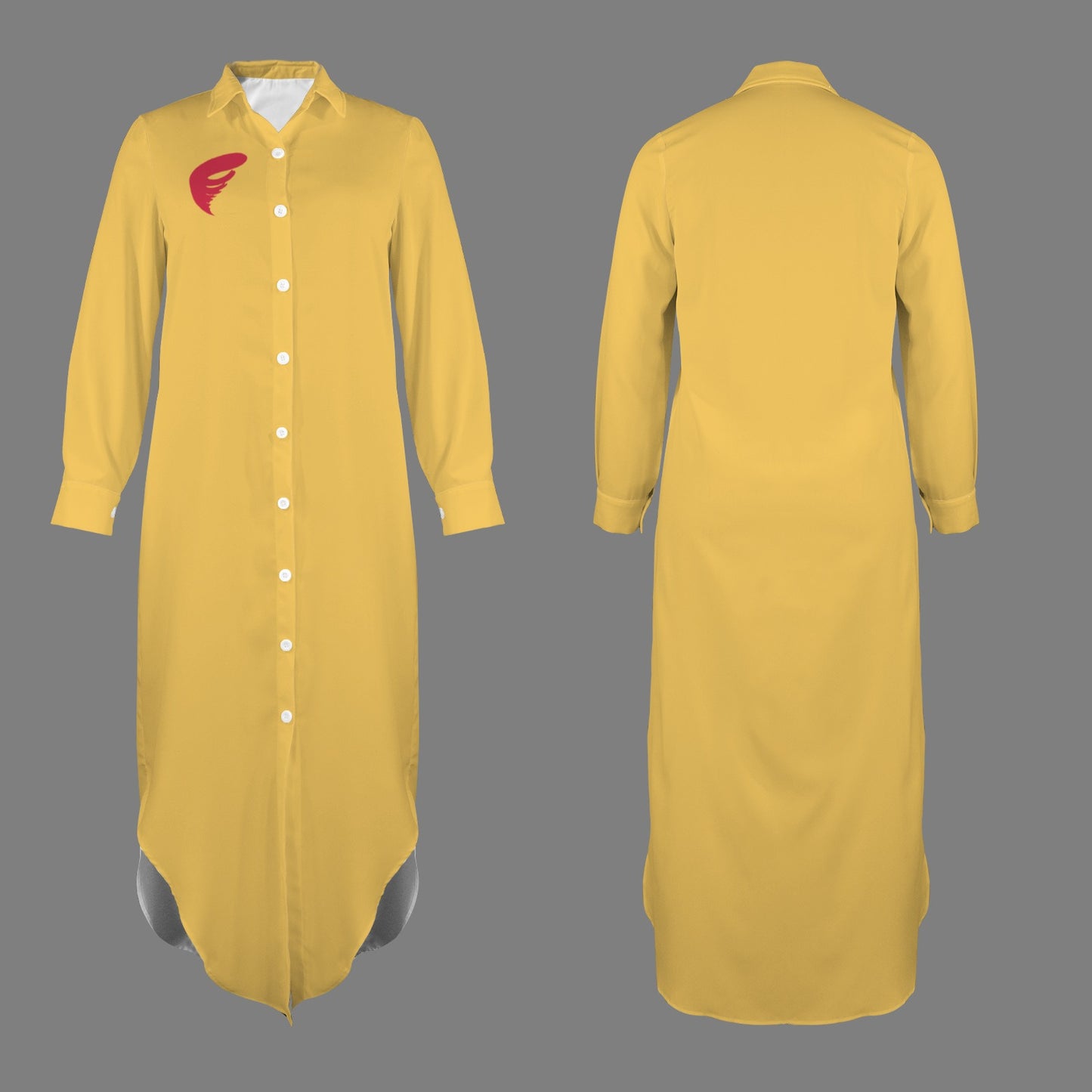 Cyclone Long Sleeve Shirt Dress, Gold