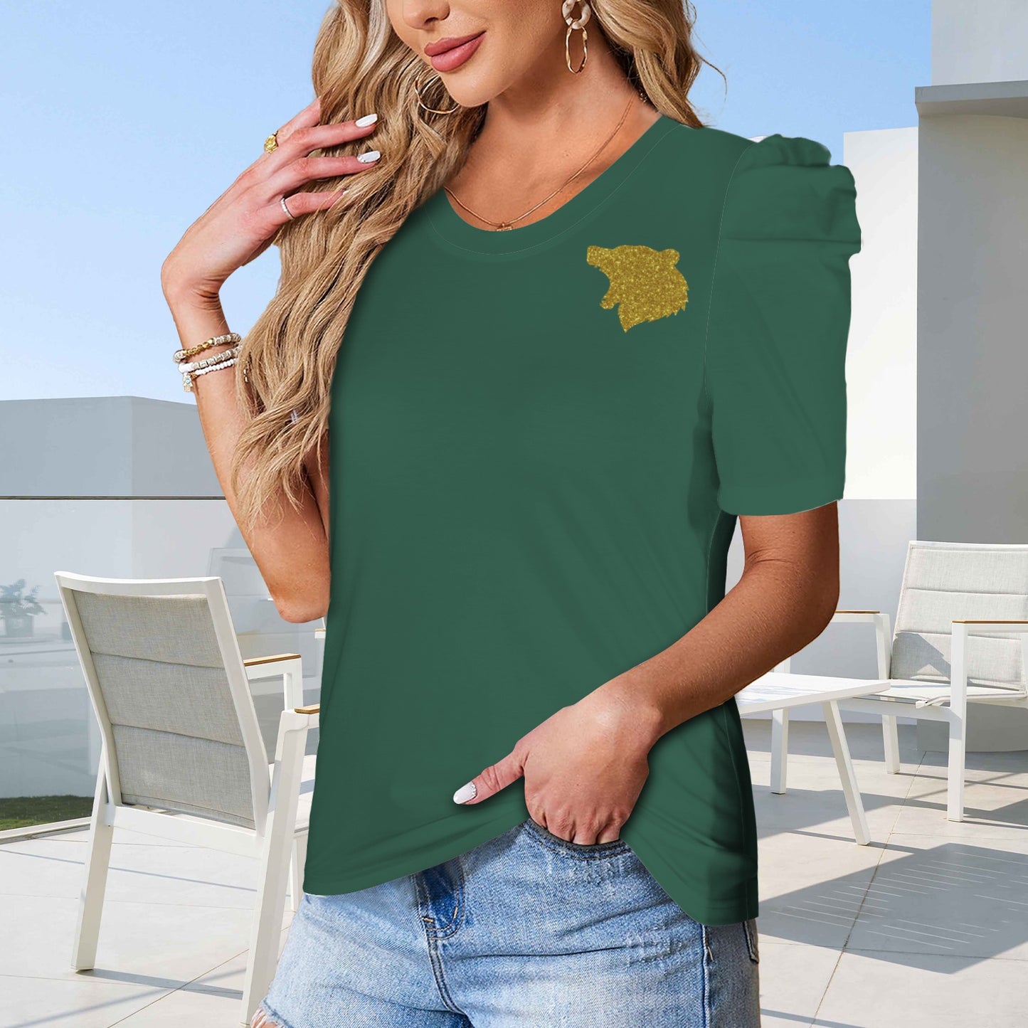 Waco Glitter Bear Top, Green