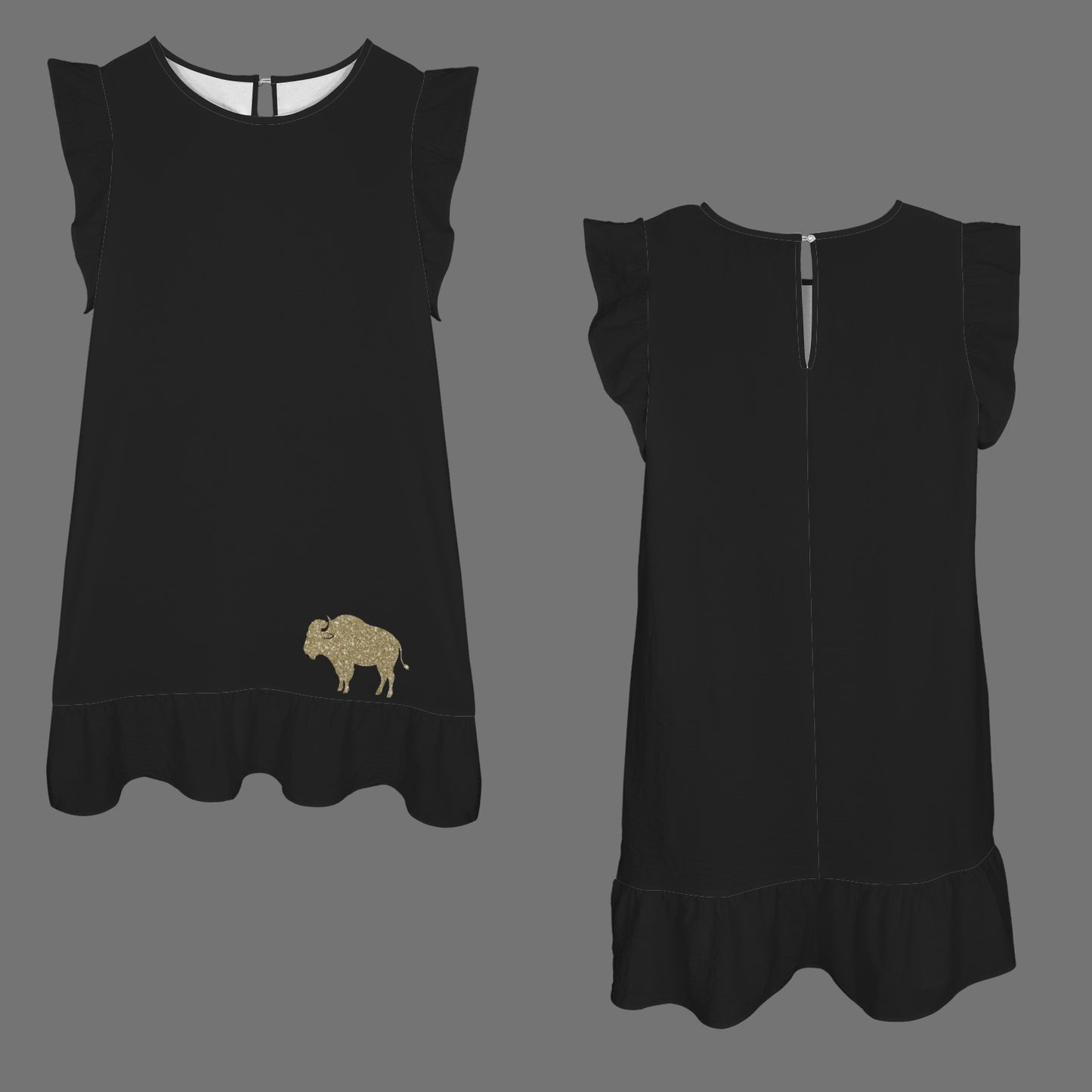 Flowy Glitter Buffalo Dress, Black
