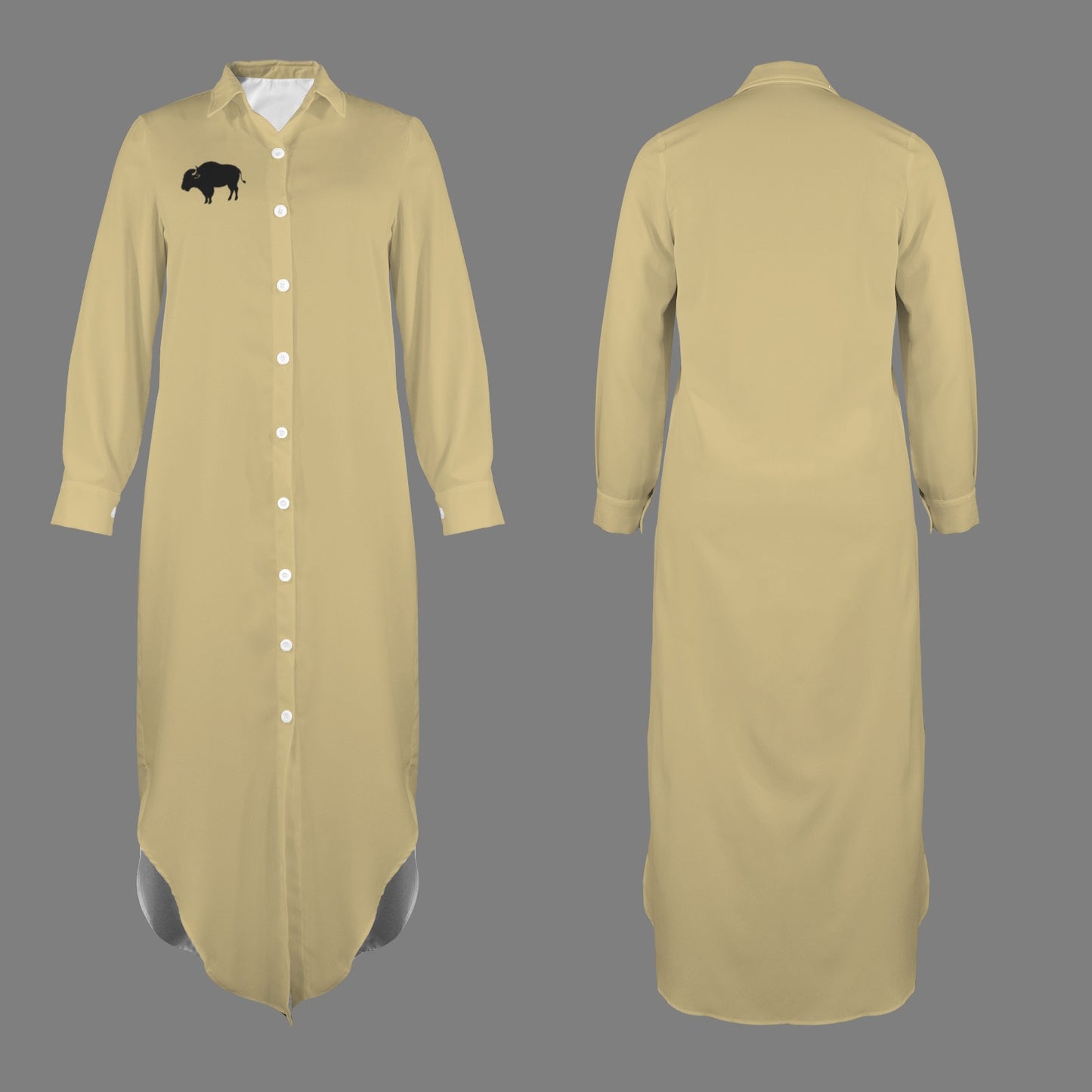 Buffalo Long Sleeve Shirt Dress, Gold