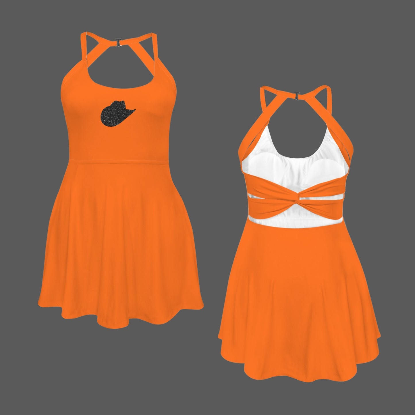 Glitter Cowgirl Hat Active Dress, Orange