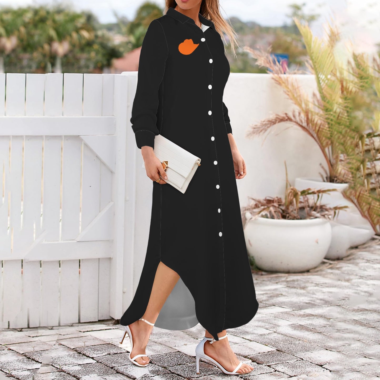 Cowgirl Long Sleeve Shirt Dress, Black