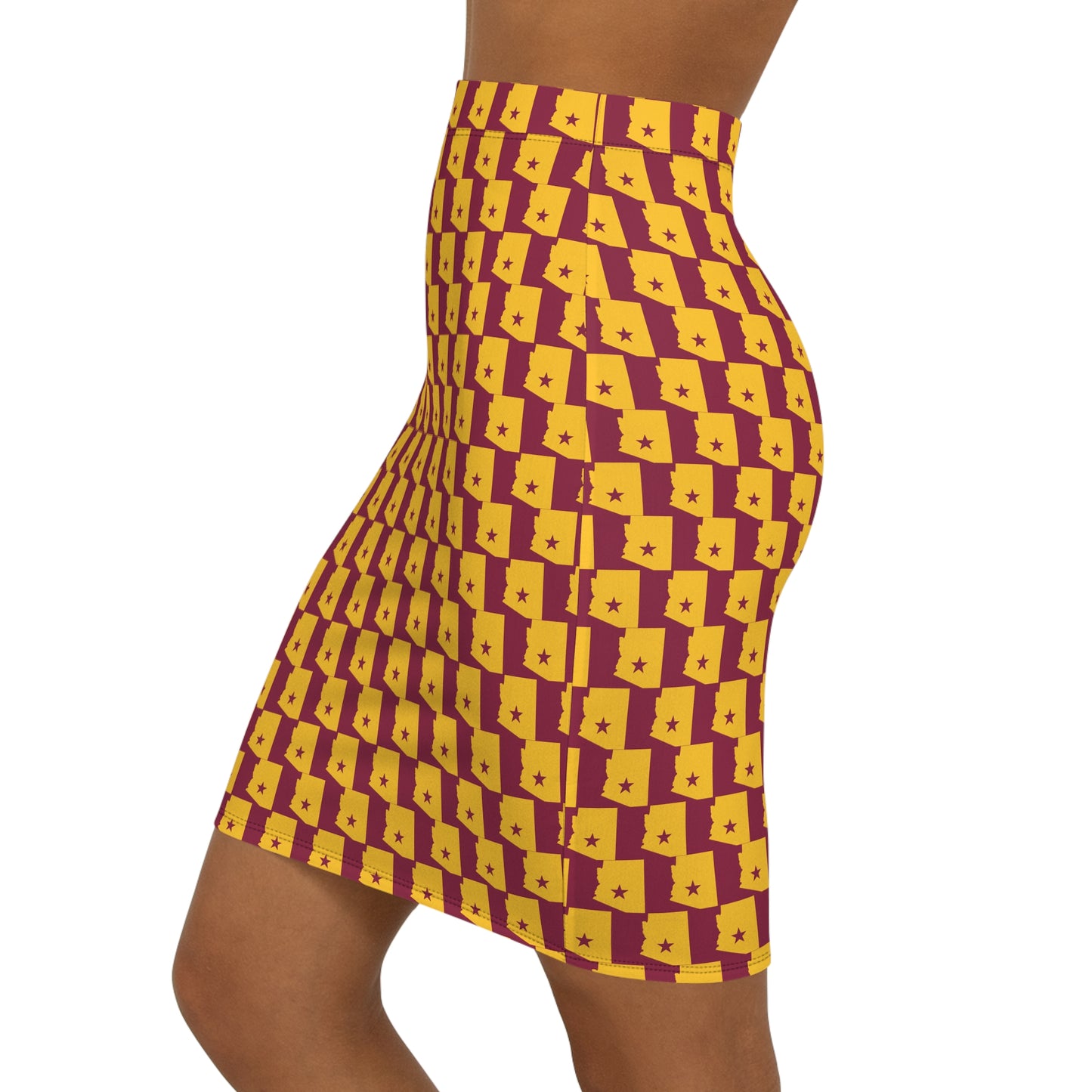 Tempe Red Print Mid-Waist Pencil Skirt