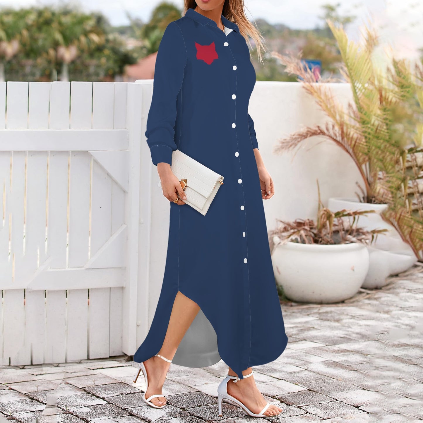 Wildcat Long Sleeve Shirt Dress, Blue