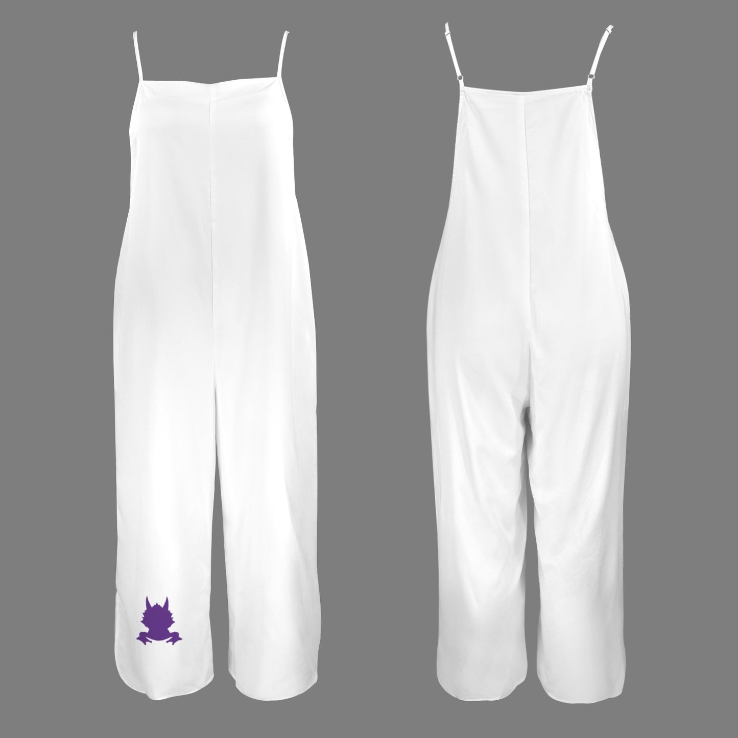 Horned Frog Wide Leg Jumpsuit, White