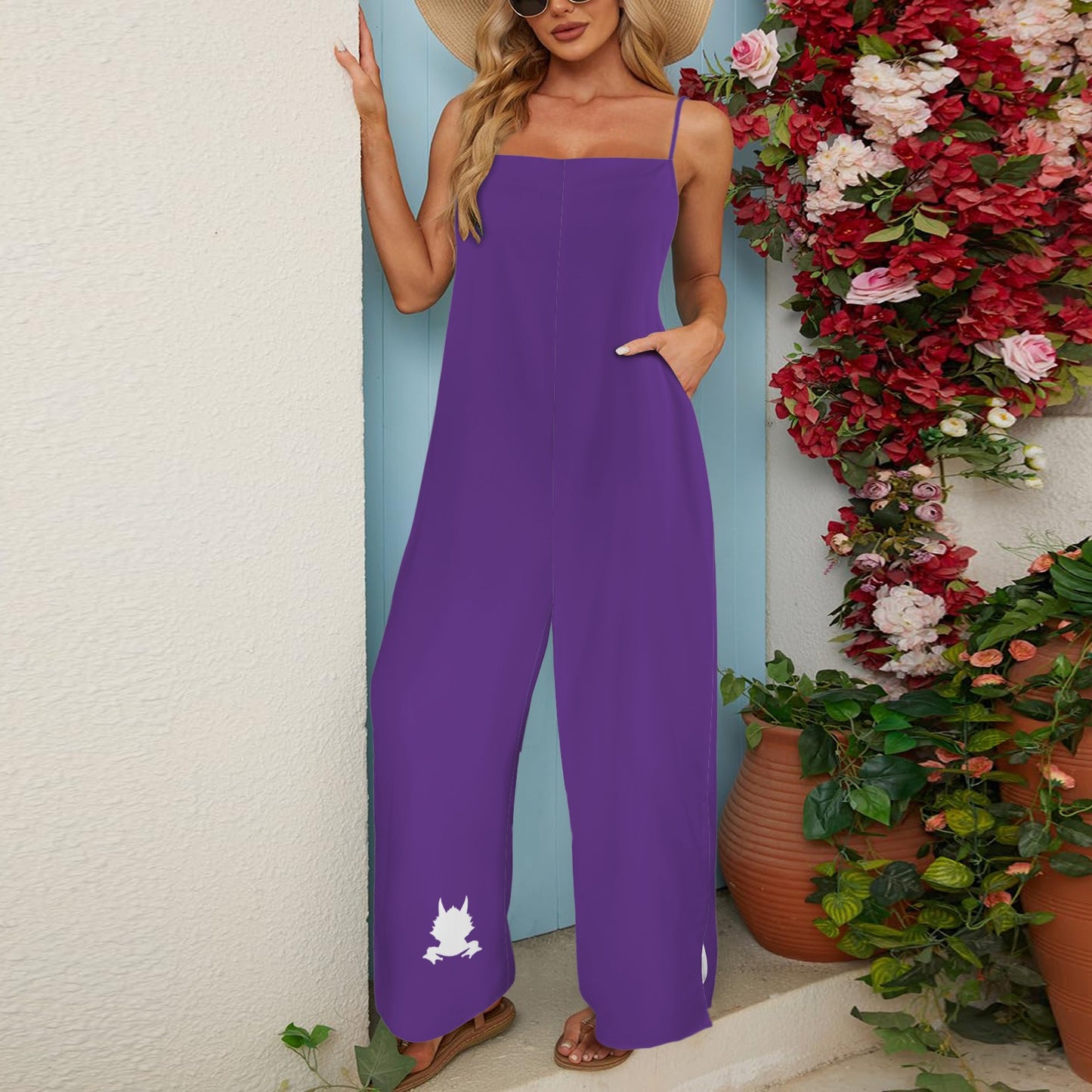 Horned Frog Wide Leg Jumpsuit, Purple