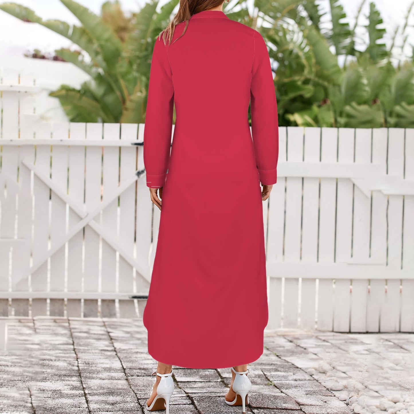 Cyclone Long Sleeve Shirt Dress, Cardinal