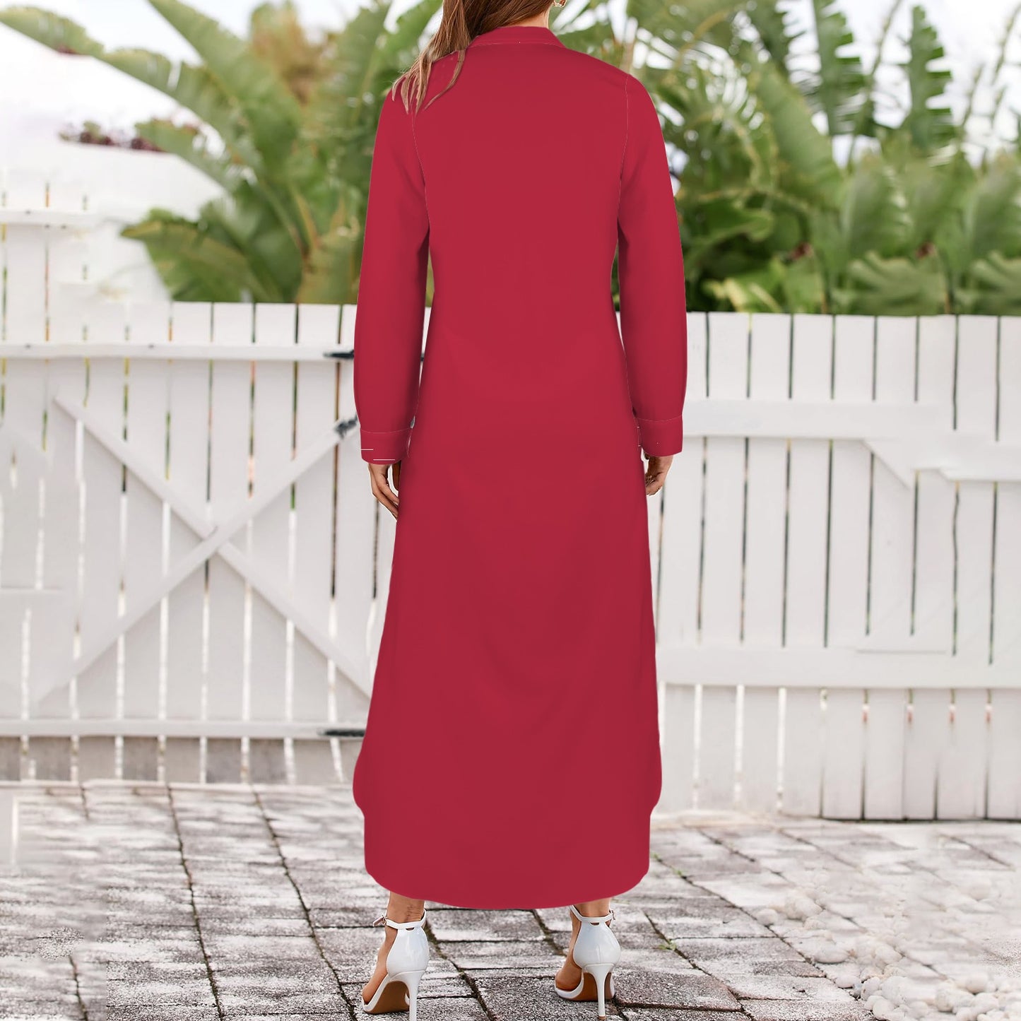 Wildcat Long Sleeve Shirt Dress, Red