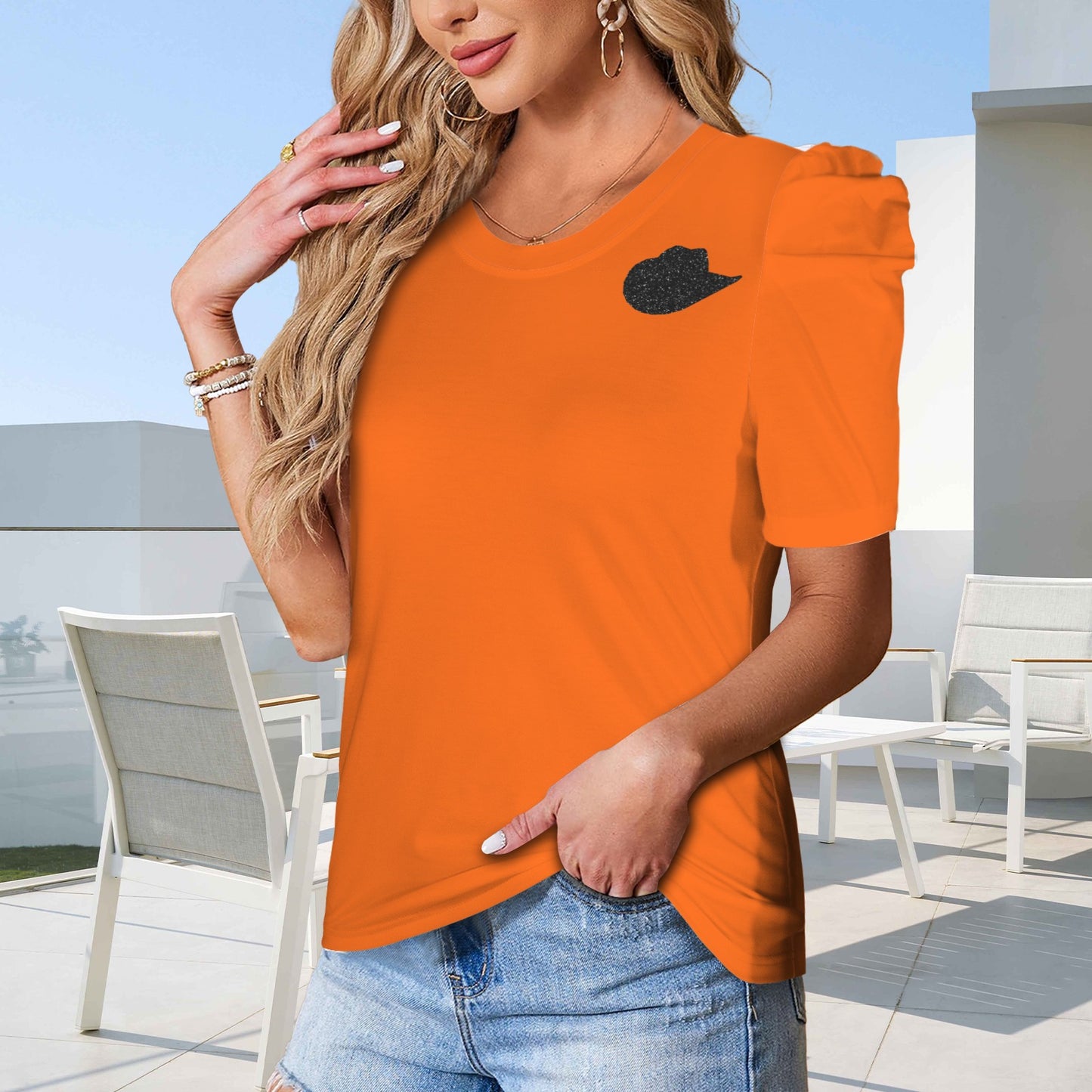 Glitter Cowgirl Top, Orange