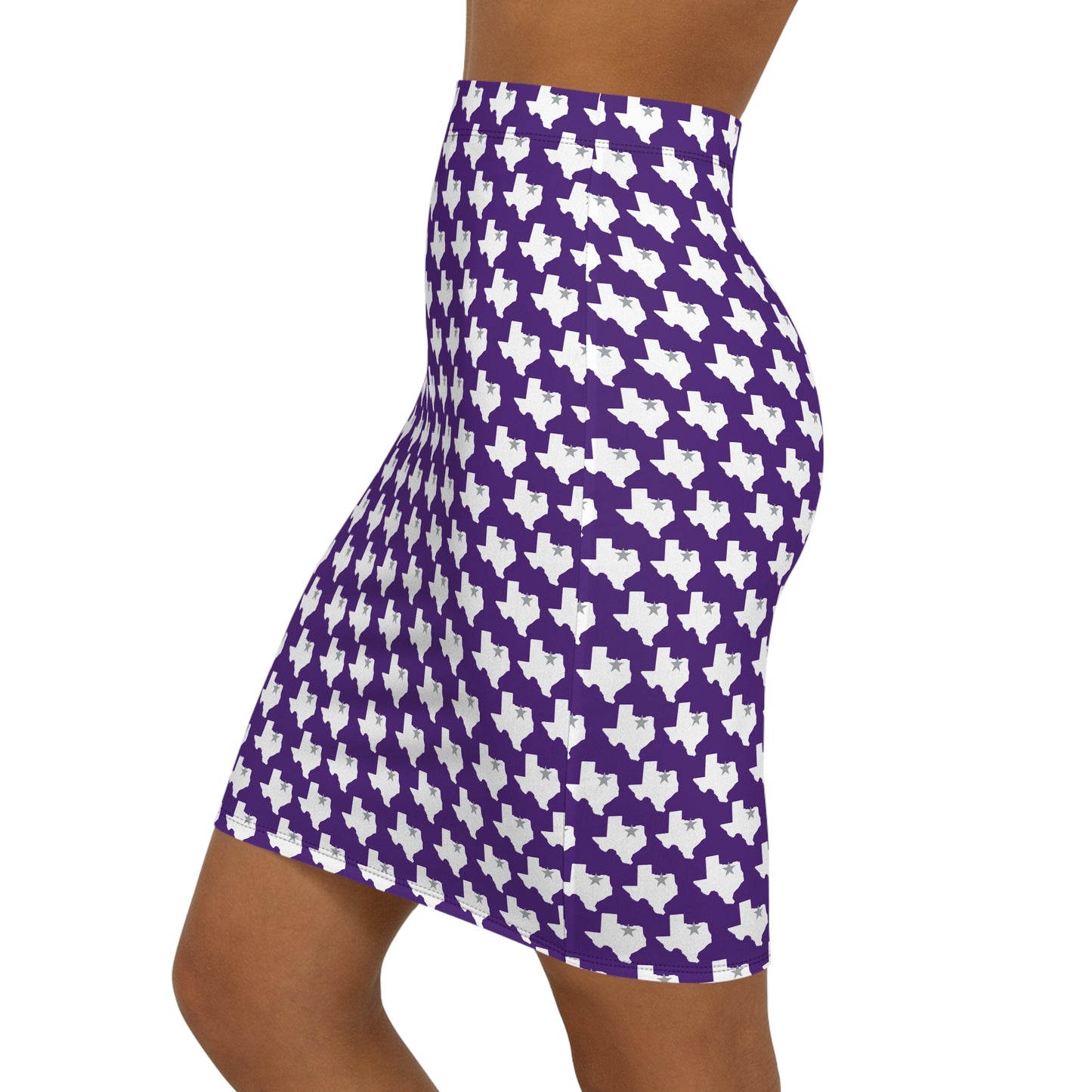 Fort Worth Purple Print Women's Mid-Waist Pencil Skirt