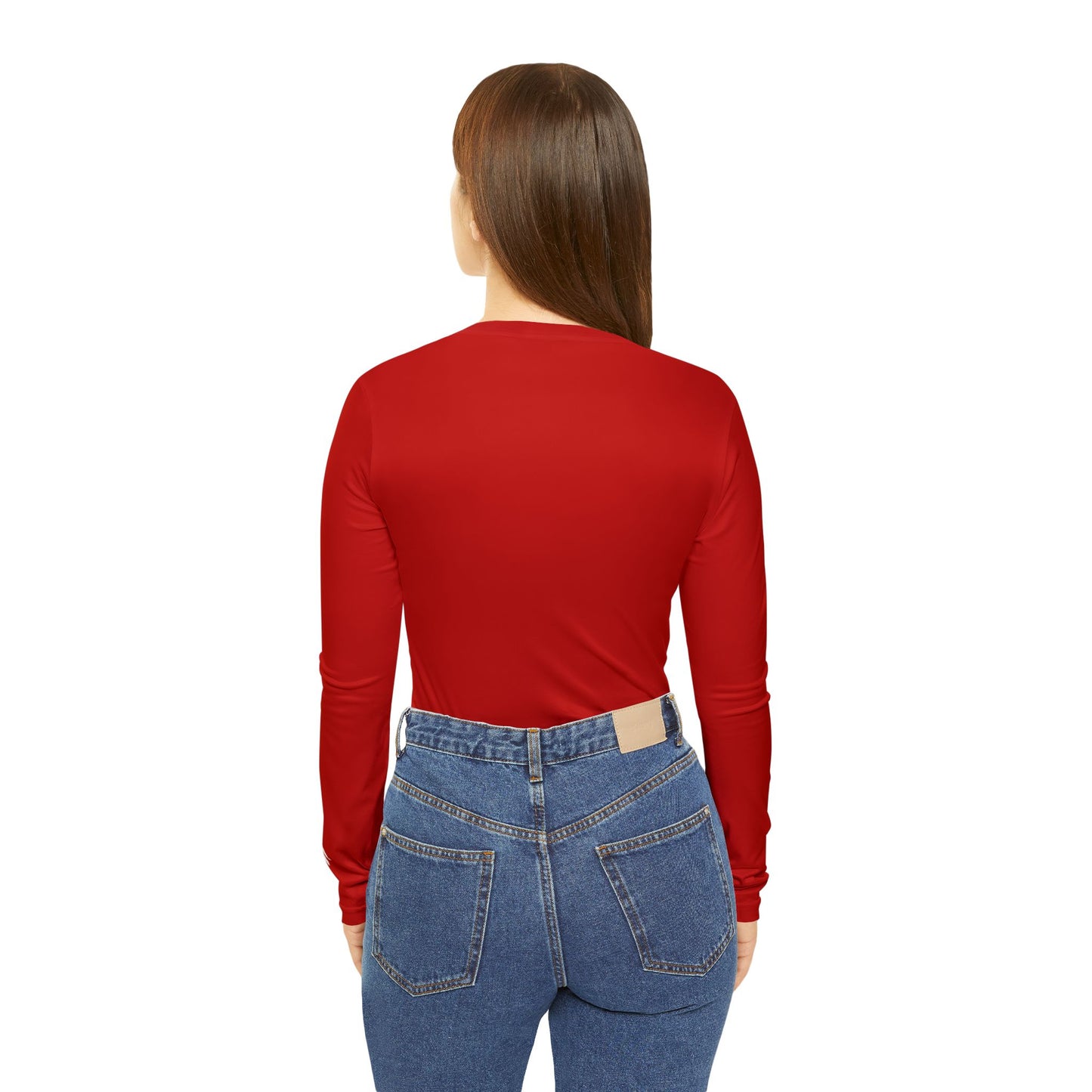 Feather Women's Long Sleeve V-Neck Shirt, Red