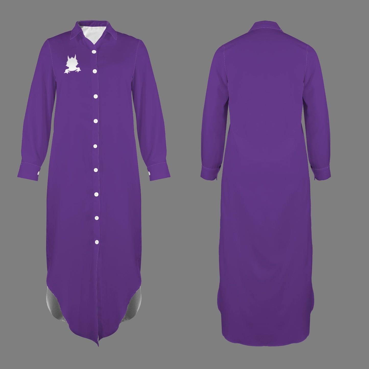 Horned Frog Long Sleeve Shirt Dress, Purple