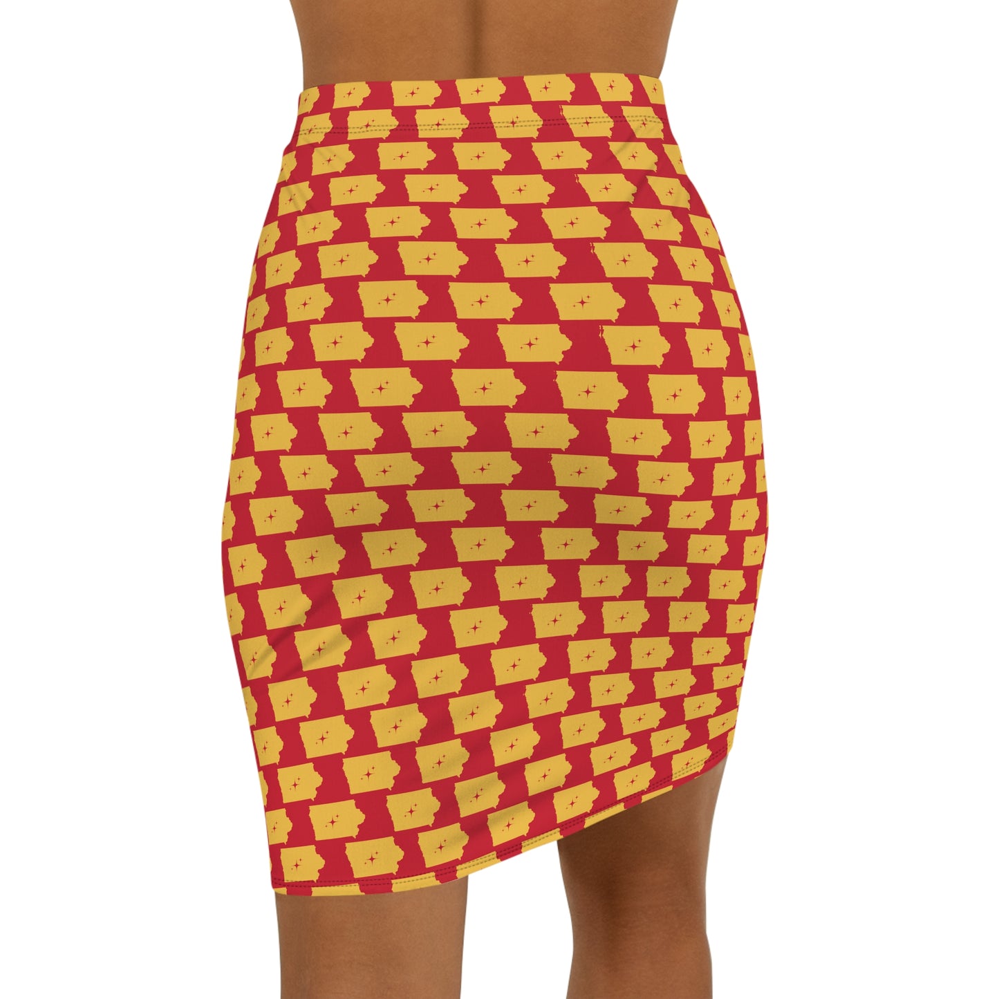 Ames Print Red, Stylish Women's Mid-Waist Pencil Skirt, Trendy Skirt, Everyday Wear, Office Outfit, Casual Gatherings, Holiday Fashion