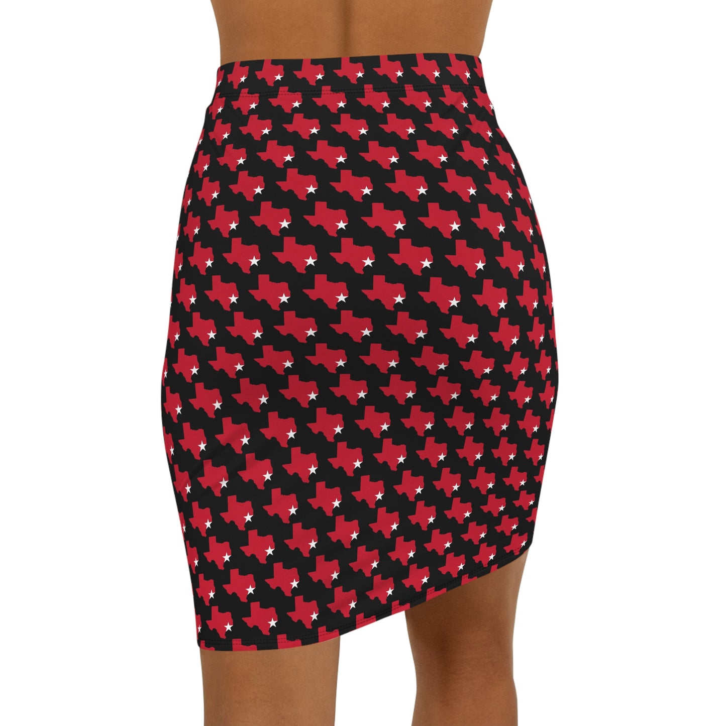 Houston Black Print, Mid-Waist Pencil Skirt, Stylish Office Wear, Polished Look, Perfect for Texas Pride, Unique Gift for Her, Trendy Casual Style