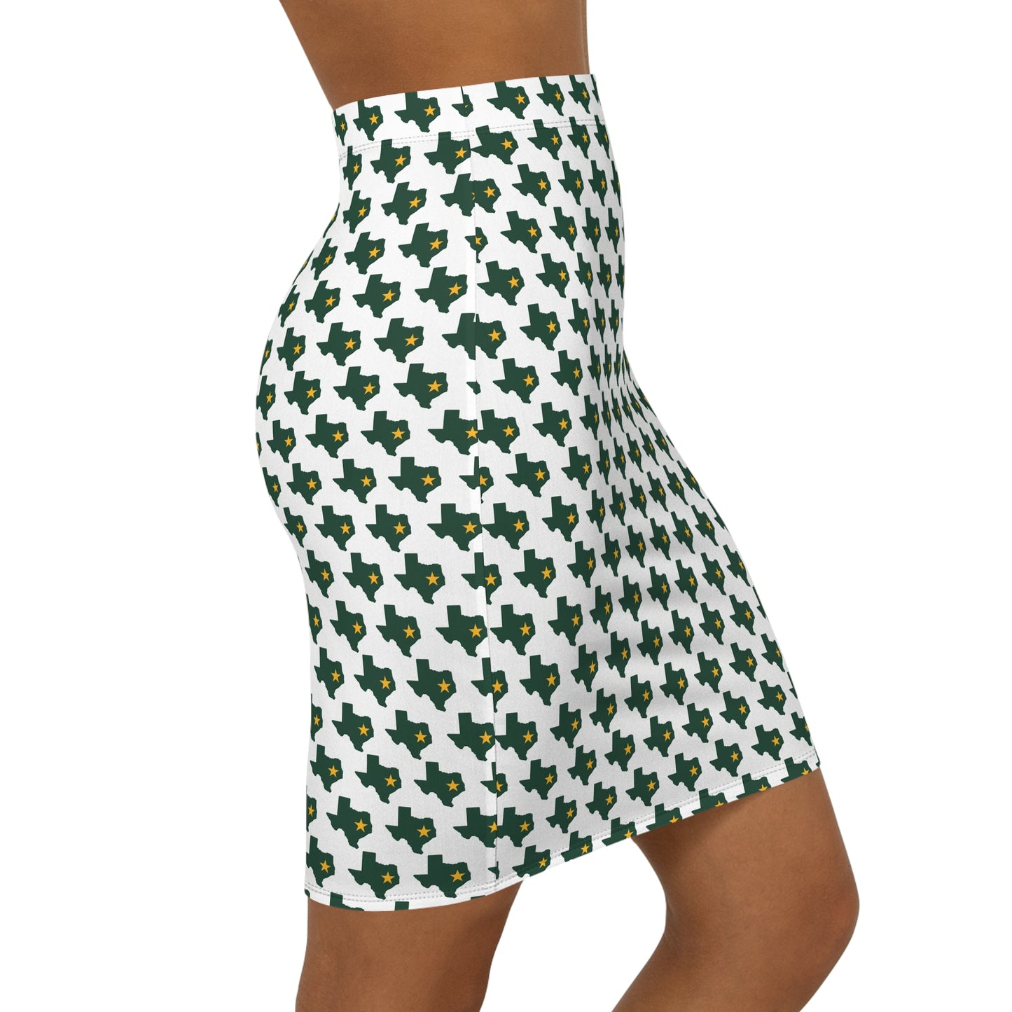 Waco White Print Women's Mid-Waist Pencil Skirt