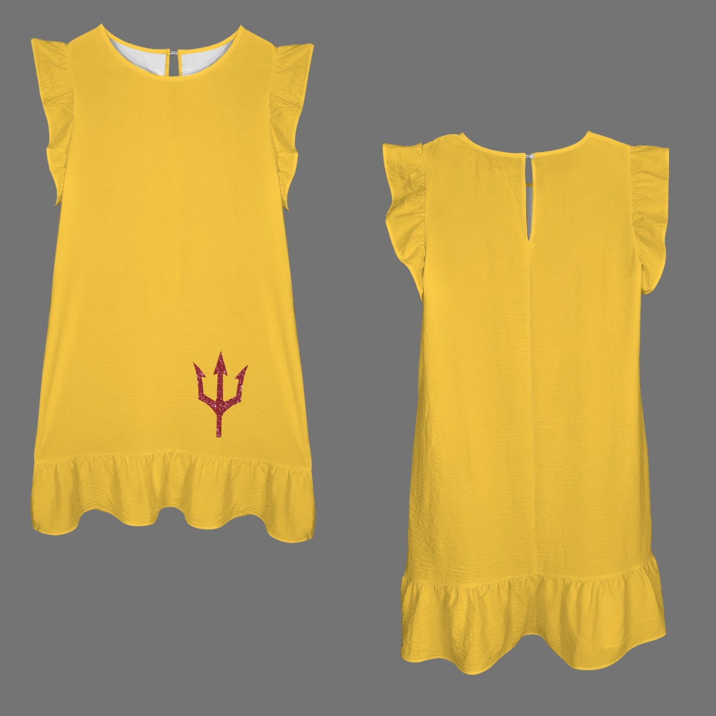 Flowy Glitter Trident Dress, Gold