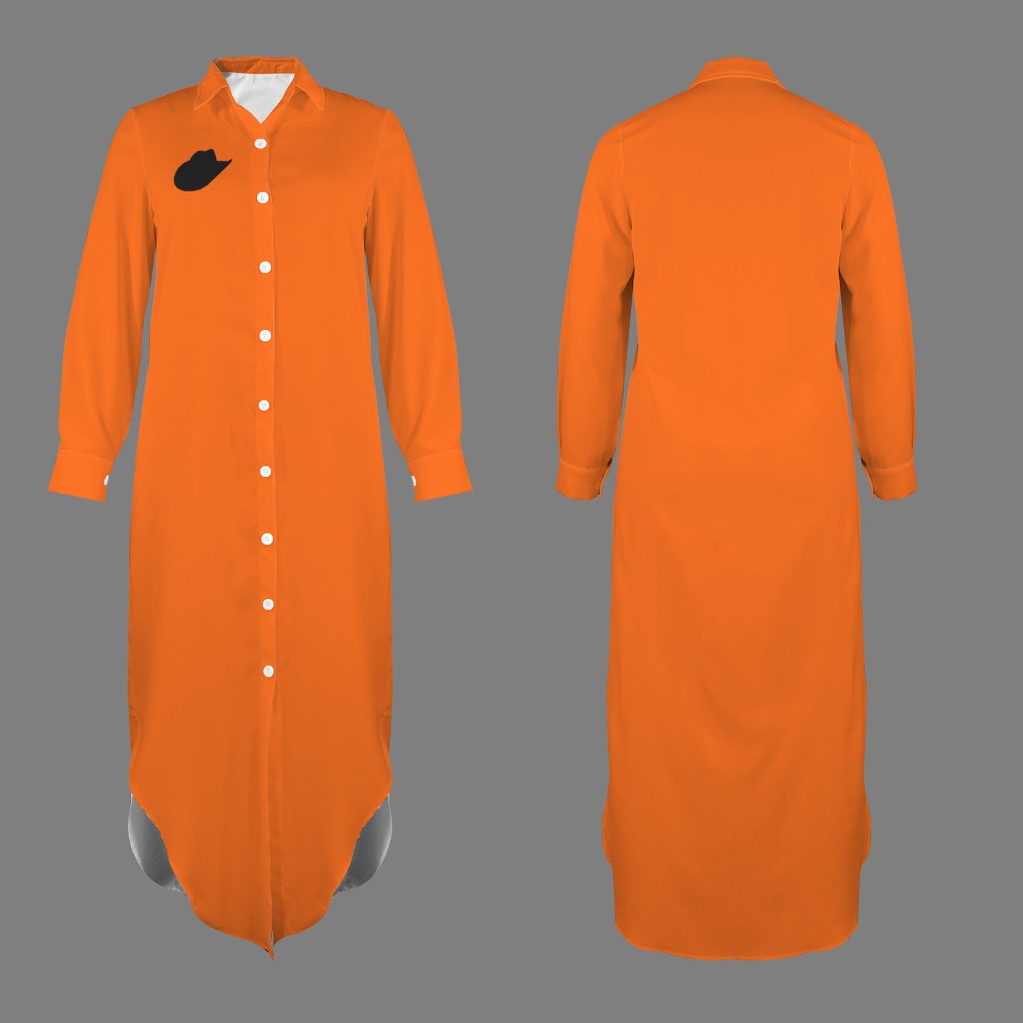 Cowgirl Long Sleeve Shirt Dress, Orange