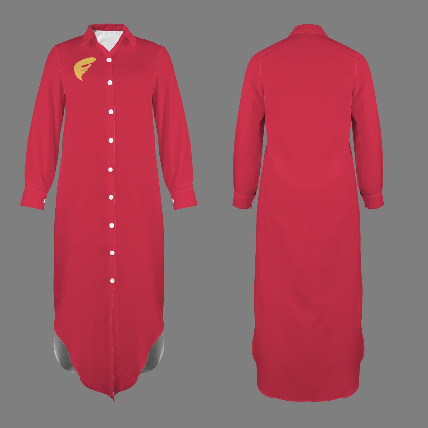 Cyclone Long Sleeve Shirt Dress, Cardinal