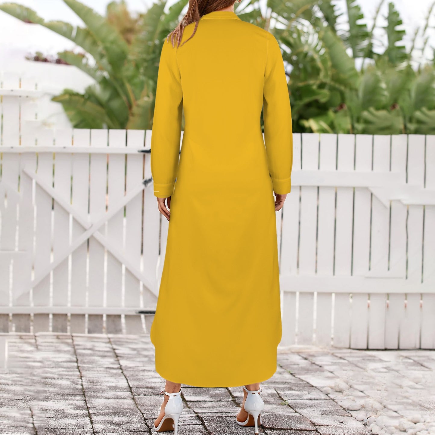WV Long Sleeve Shirt Dress. Gold