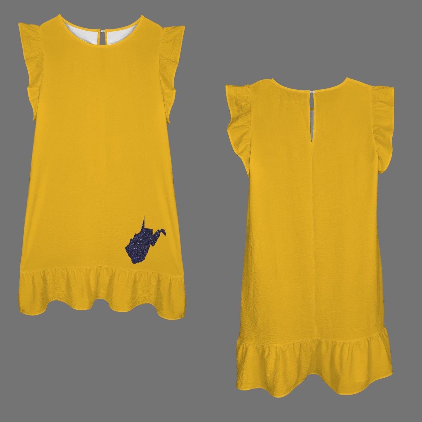 Flowy Glitter WV Dress, Gold