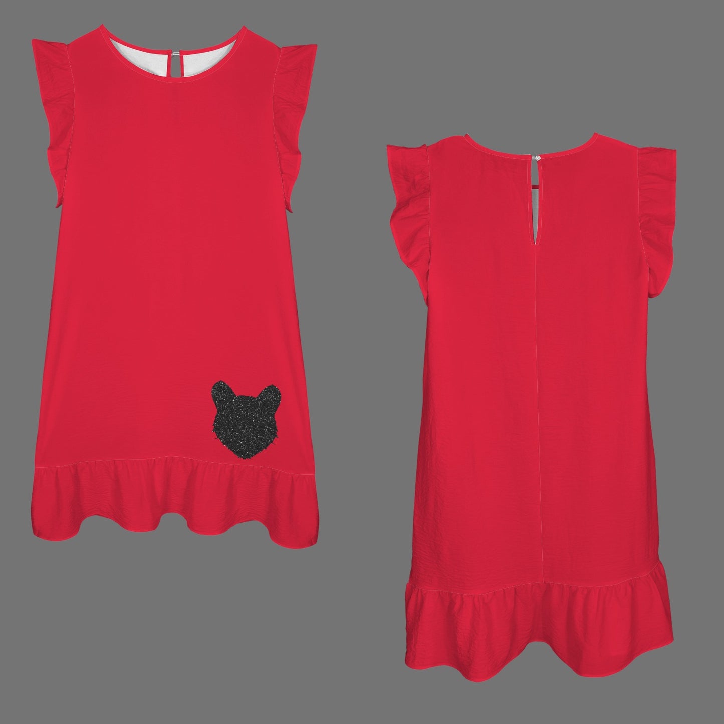 Flowy Cincinnati Glitter Bearcat Dress, Red