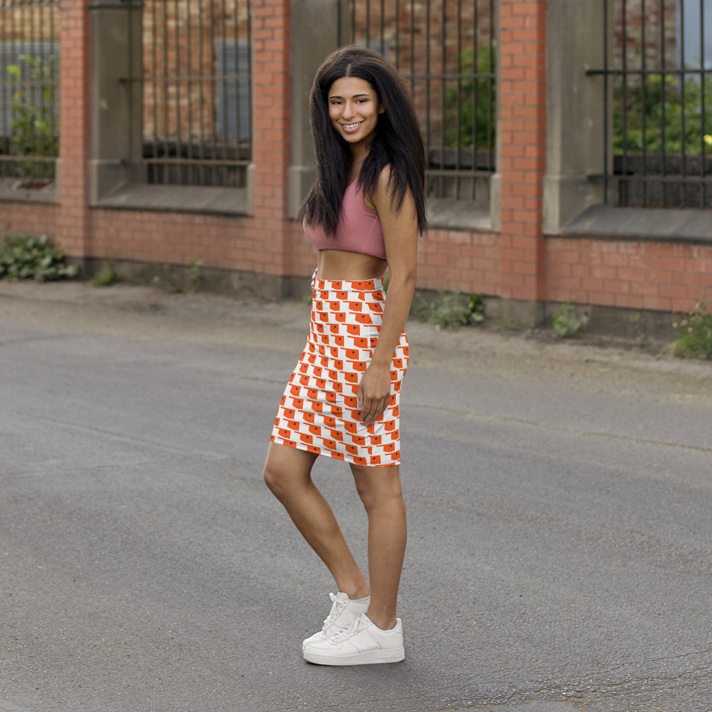 Stillwater White Print Women's Pencil Skirt