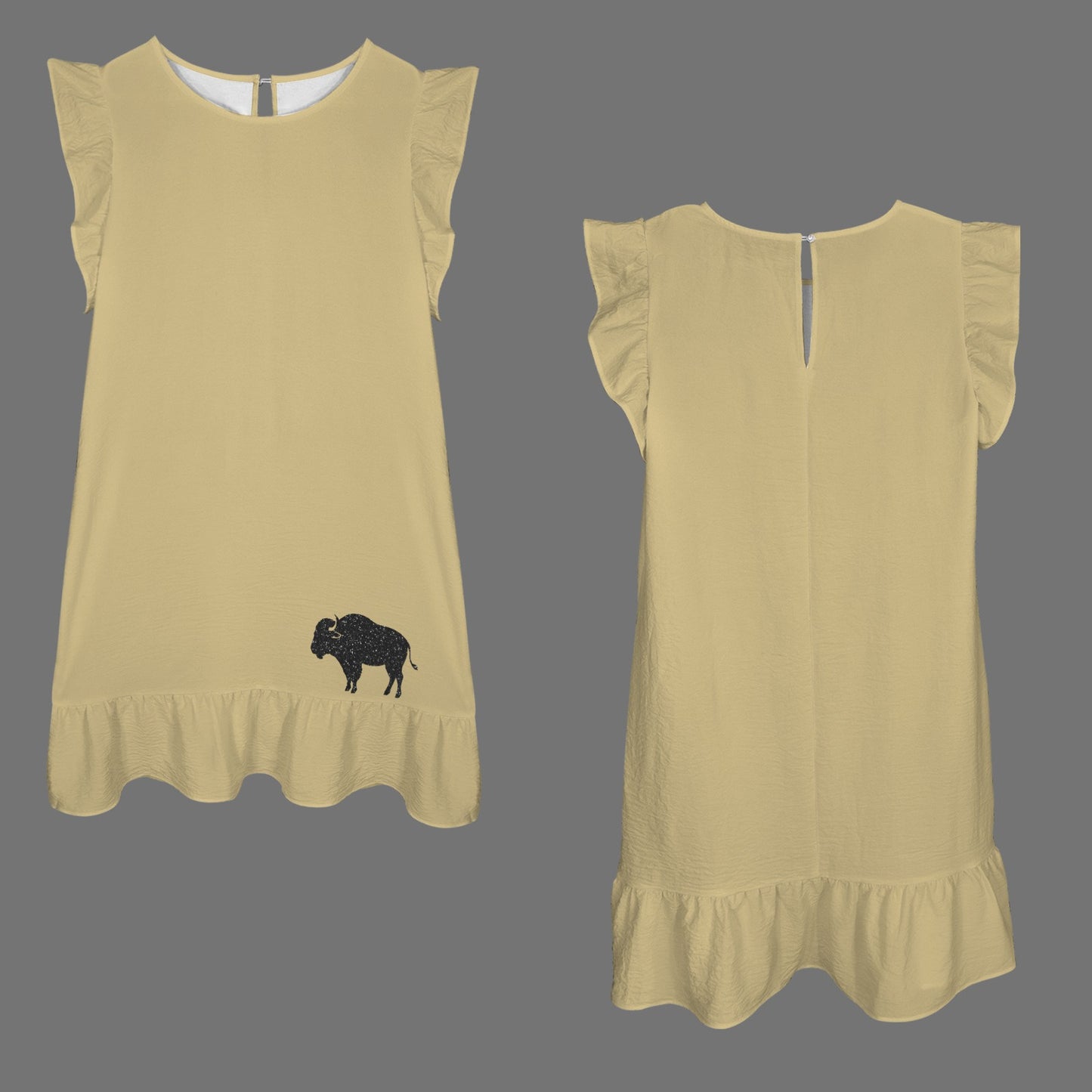 Flowy Glitter Buffalo Dress, Gold