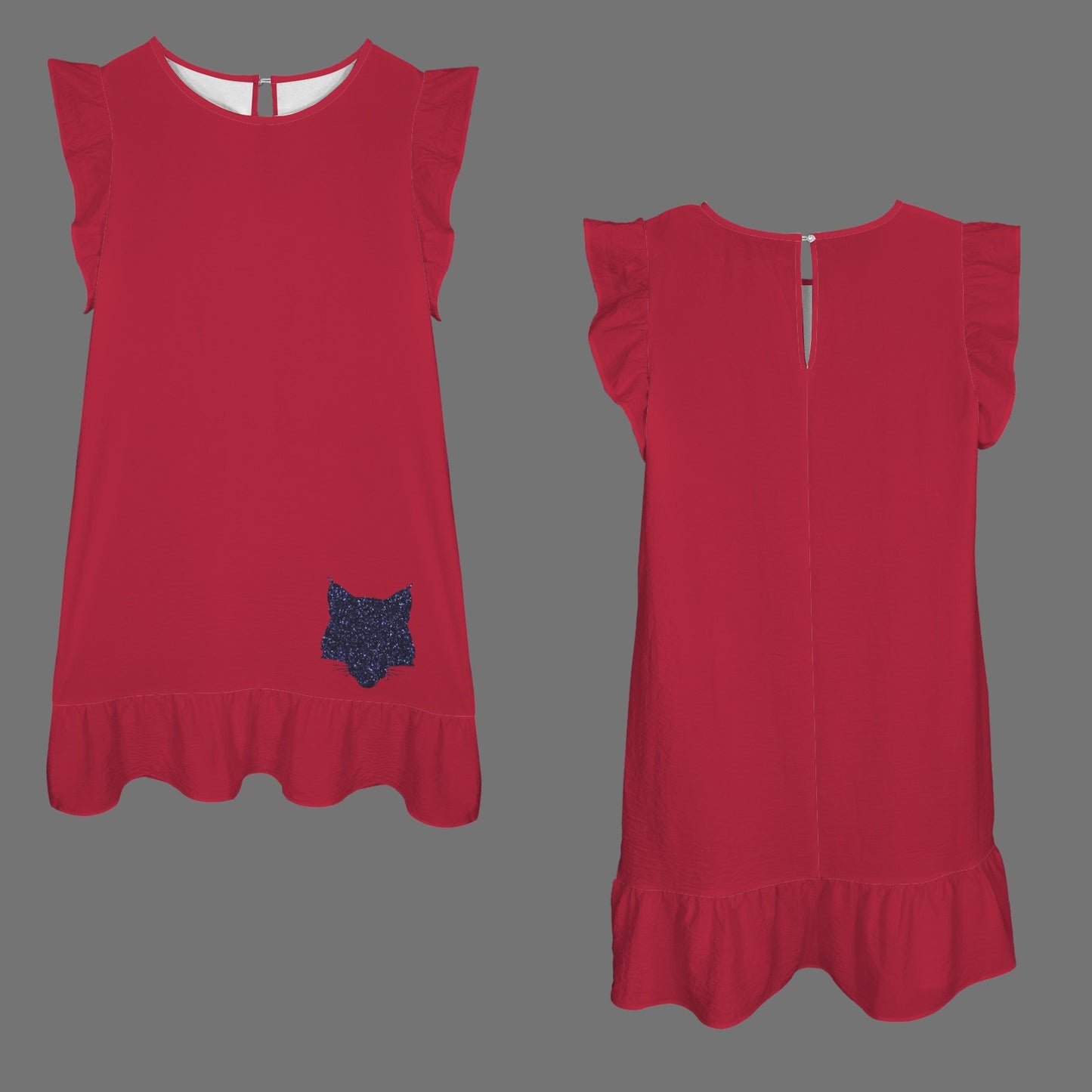 Flowy Tucson Glitter Wildcat Dress, Red