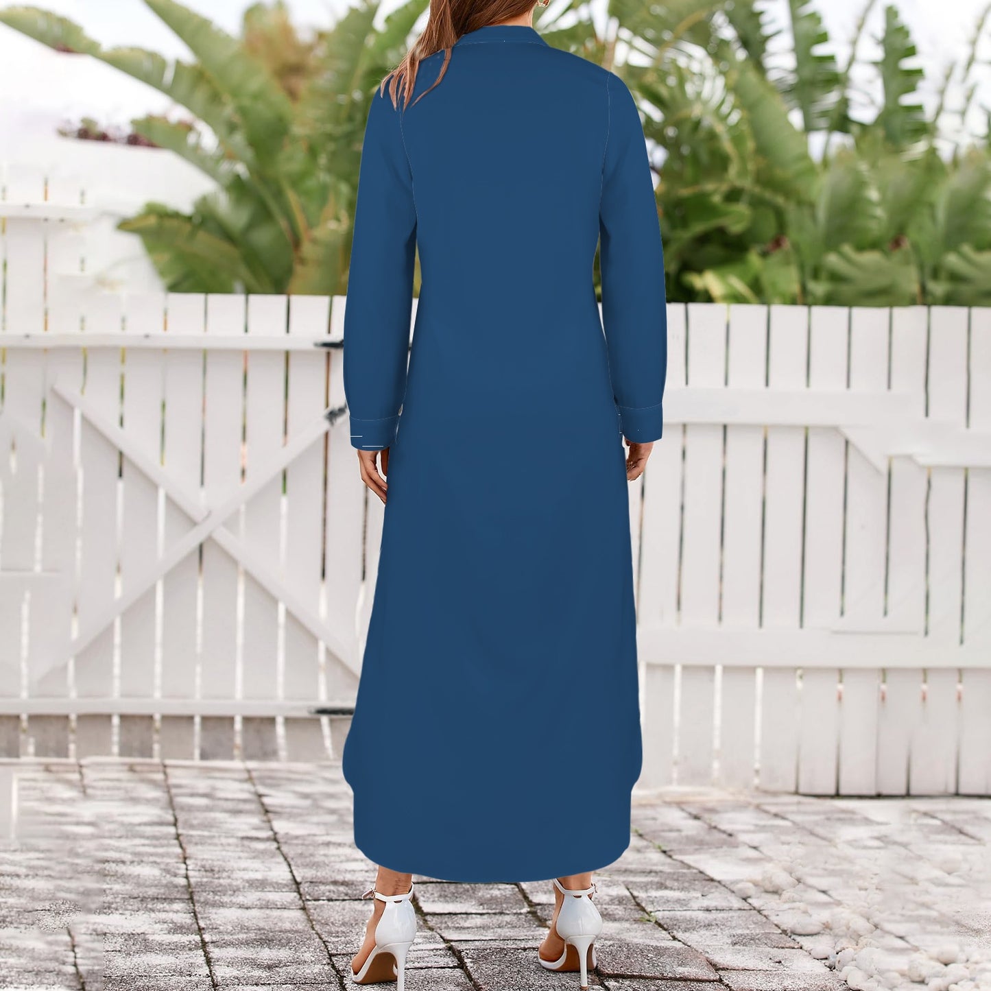 Cougar Long Sleeve Shirt Dress, Blue