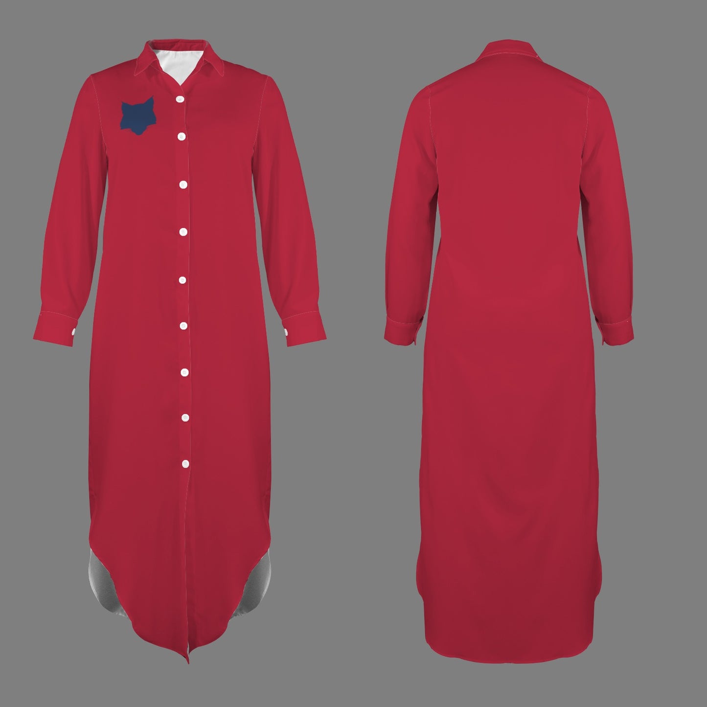 Wildcat Long Sleeve Shirt Dress, Red