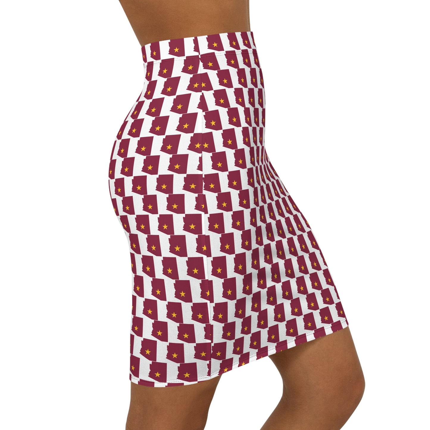 Tempe White Print, Women's Mid-Waist Pencil Skirt - Stylish Floral Print for Everyday Wear, Office, Parties, Date Nights, Trendy Fashion Piece