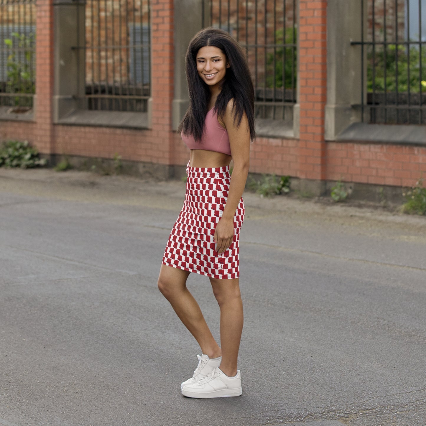 Tucson White Print, Mid-Waist Pencil Skirt for Trendy Women, Office Attire, Casual Wear, Gifts, Summer Events, Fashion Statement