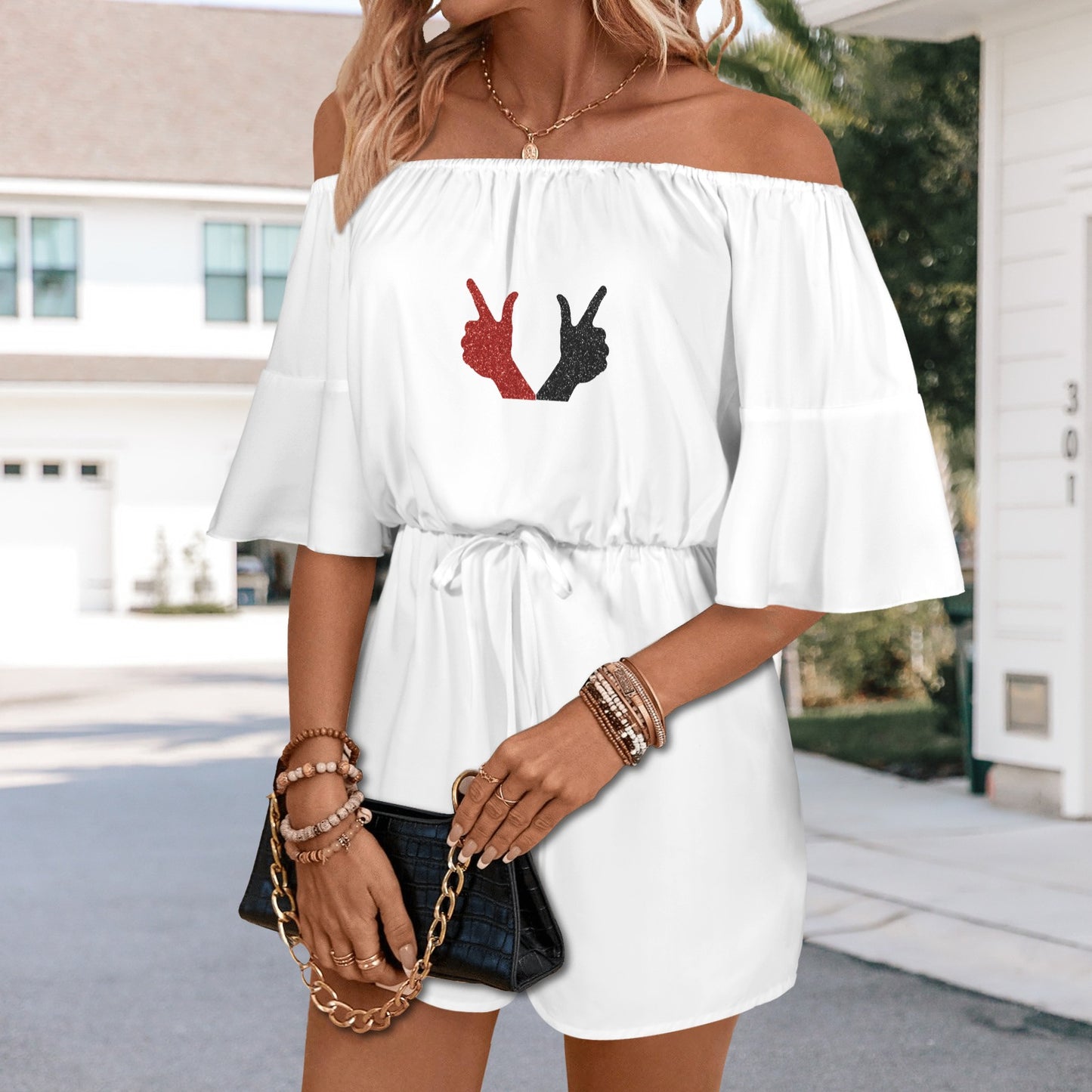 Glitter Guns Up Romper