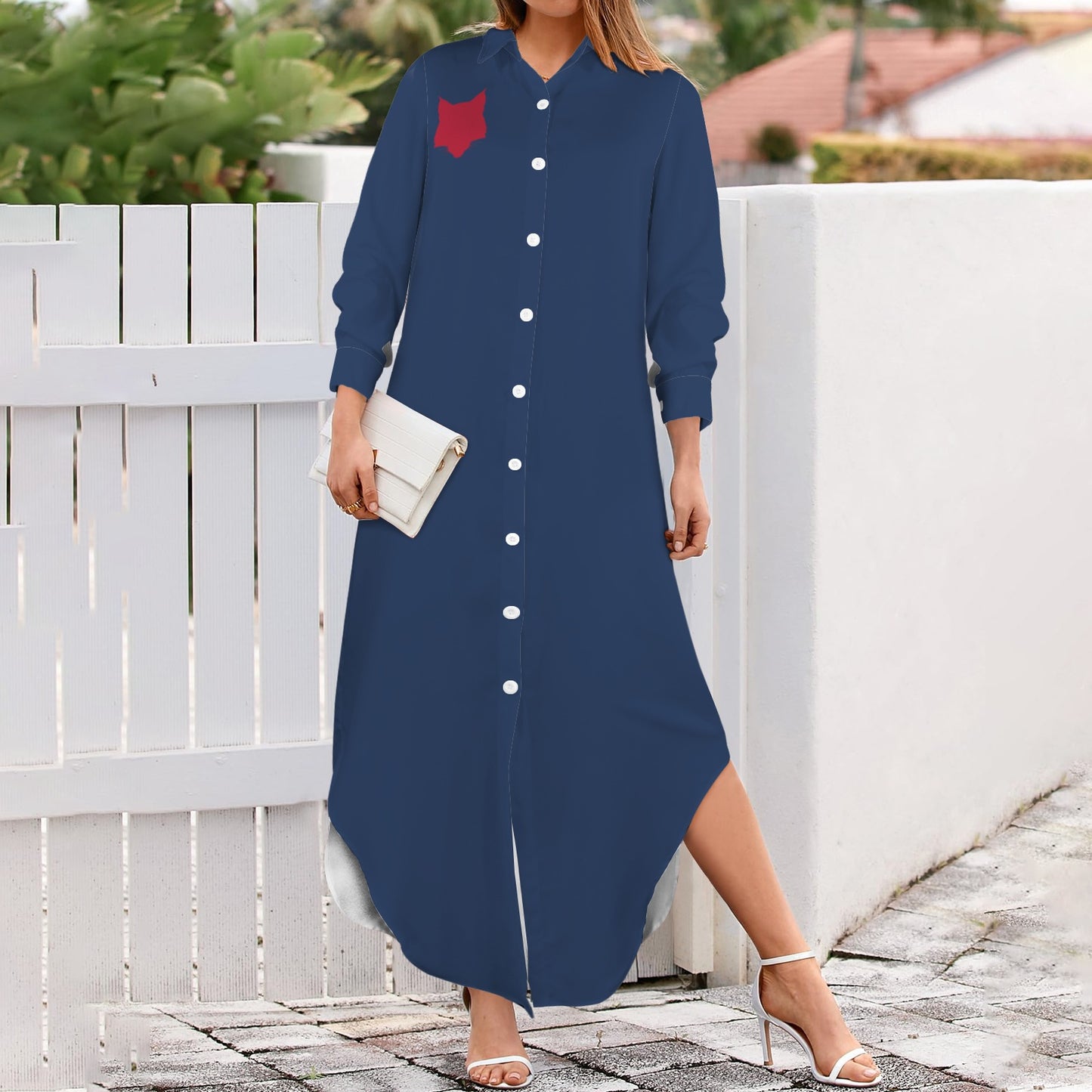 Wildcat Long Sleeve Shirt Dress, Blue